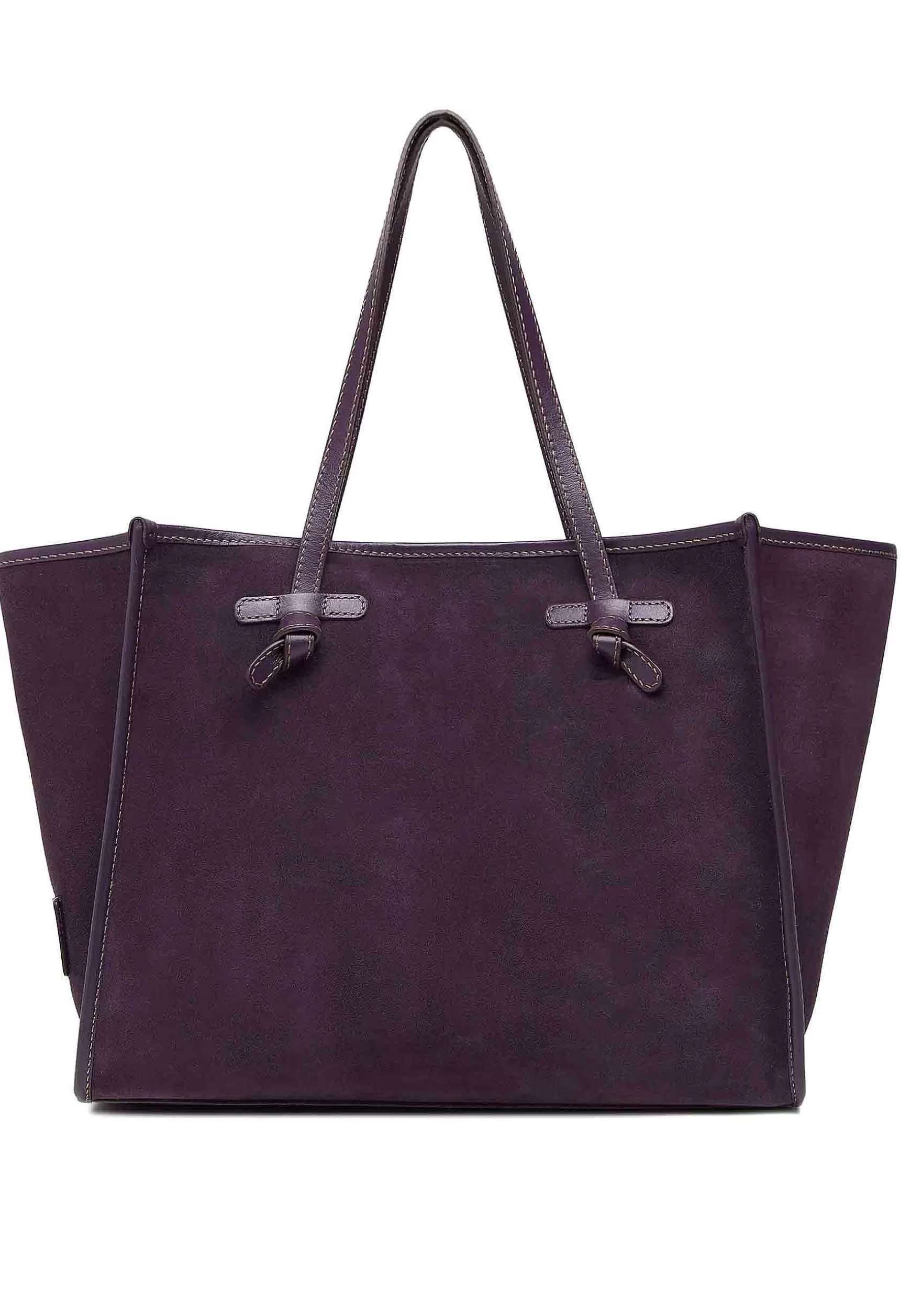 Borsa Shopping Donna In Camoscio Viola Con Doppi Manici In Pelle*Marcella Club Shop