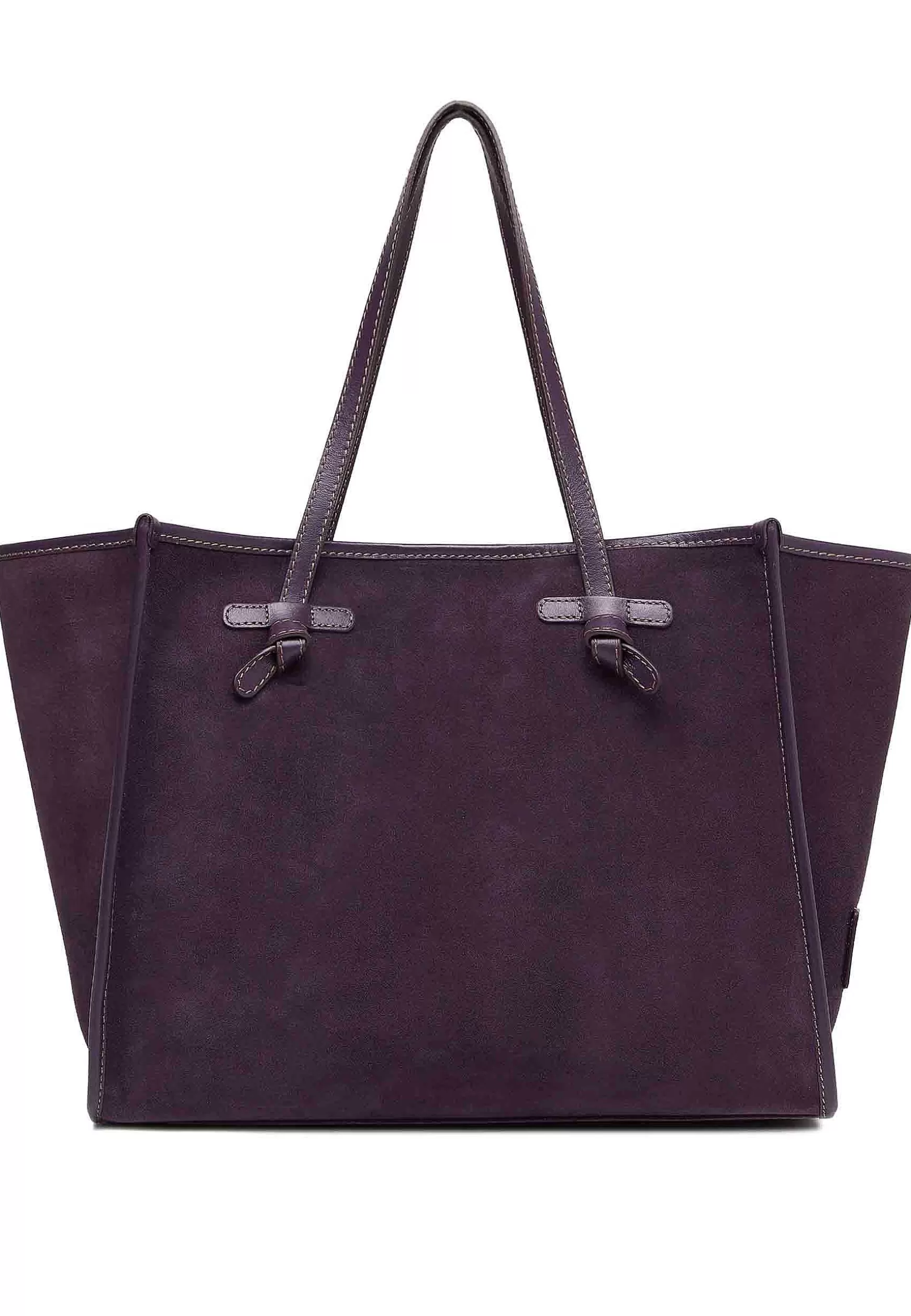 Borsa Shopping Donna In Camoscio Viola Con Doppi Manici In Pelle*Marcella Club Shop