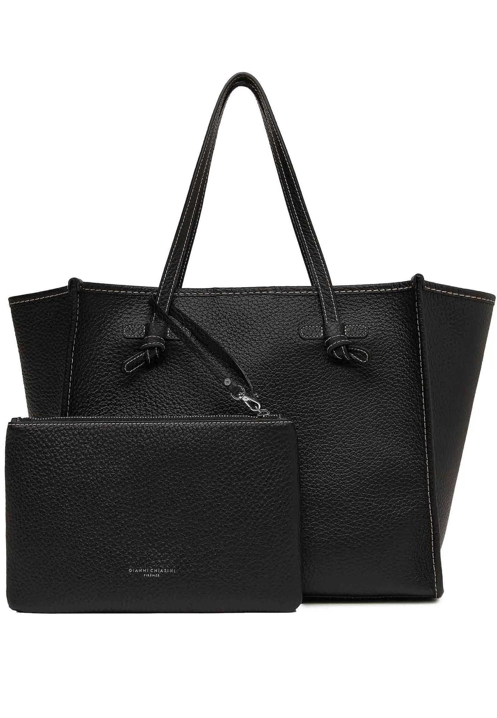 Borsa Shopping Donna In Pelle Nera Con Doppi Manici In Pelle*Marcella Club Online