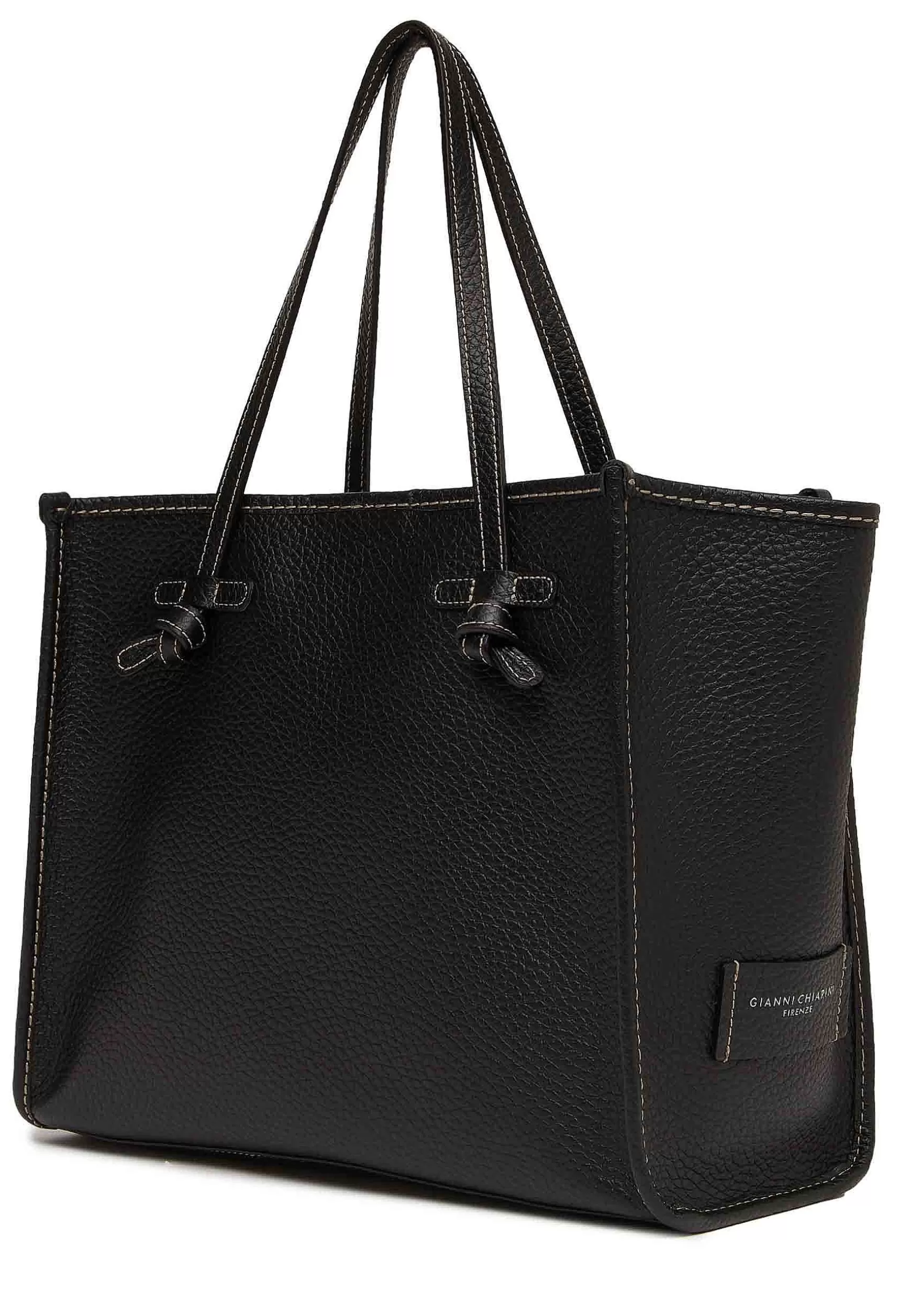 Borsa Shopping Donna In Pelle Nera Con Doppi Manici In Pelle*Marcella Club Online