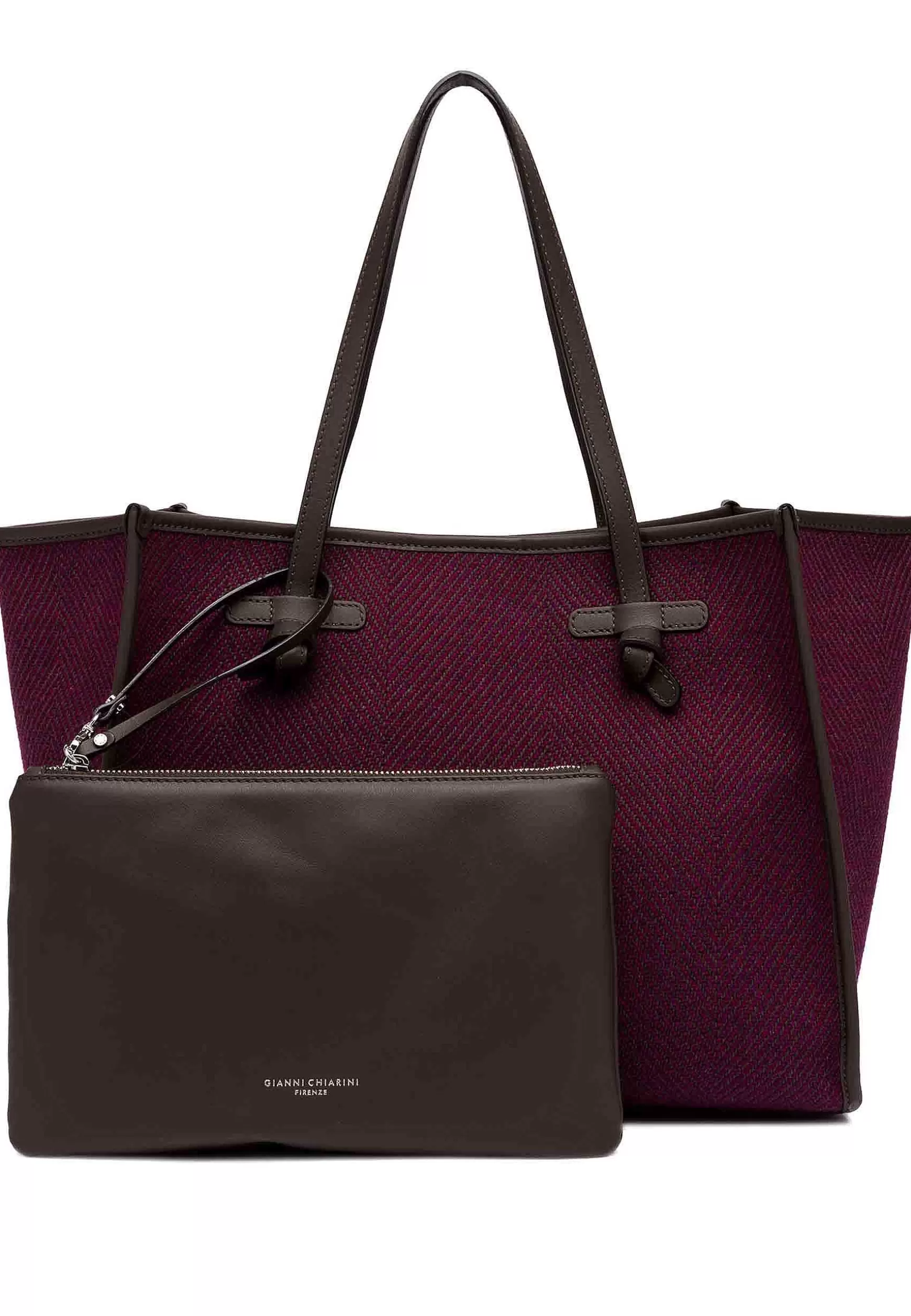 Borsa Shopping Donna In Spigato Rosso Con Doppi Manici In Pelle*Marcella Club Cheap