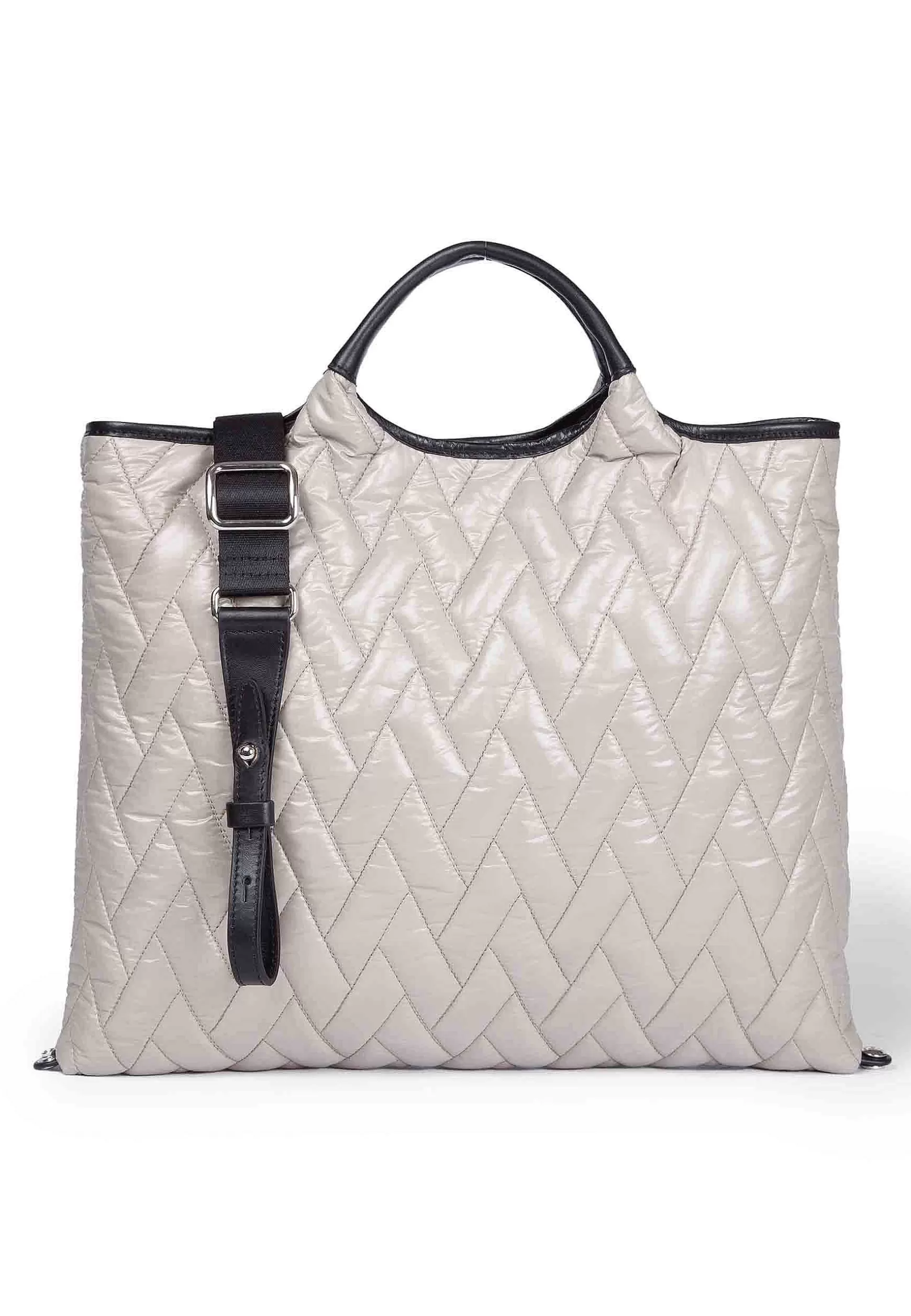 Borsa Shopping Donna In Tessuto Imbottito Beige Con Tracolla In Tessuto E Doppi Manici*Roberta Gandolfi Hot