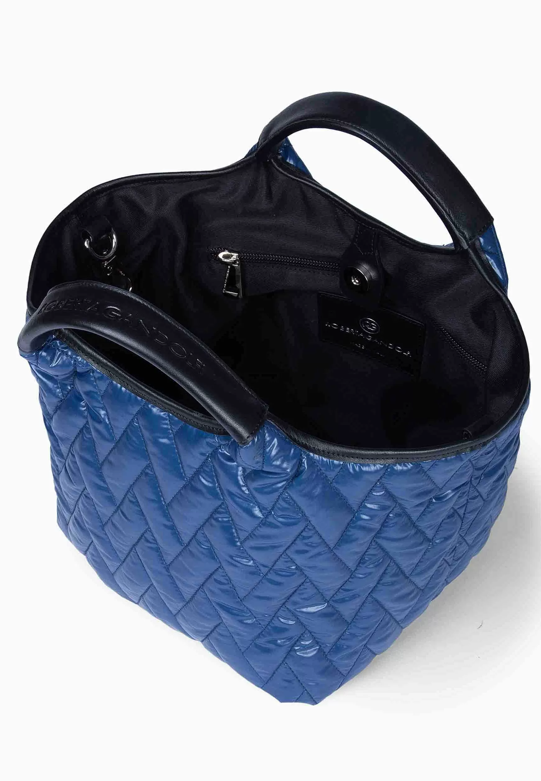Borsa Shopping Donna In Tessuto Imbottito Blu Con Tracolla In Tessuto E Doppi Manici*Roberta Gandolfi Sale