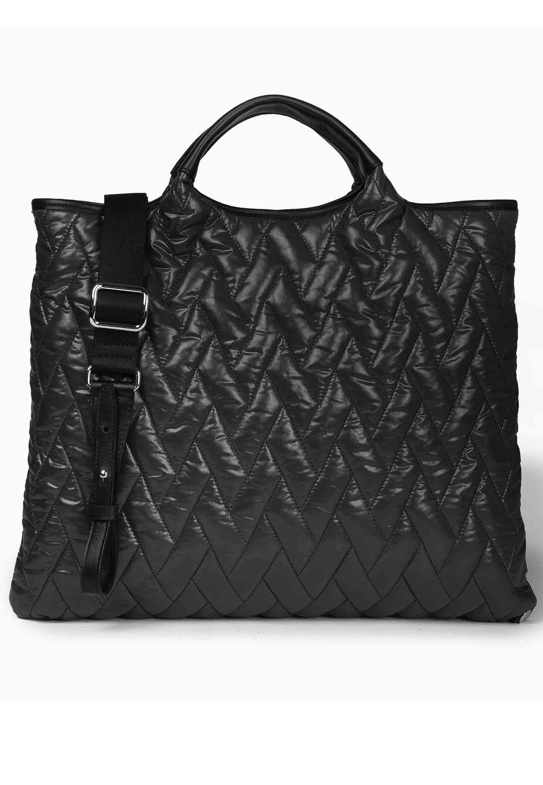 Borsa Shopping Donna In Tessuto Imbottito Nero Con Tracolla In Tessuto E Doppi Manici*Roberta Gandolfi Cheap
