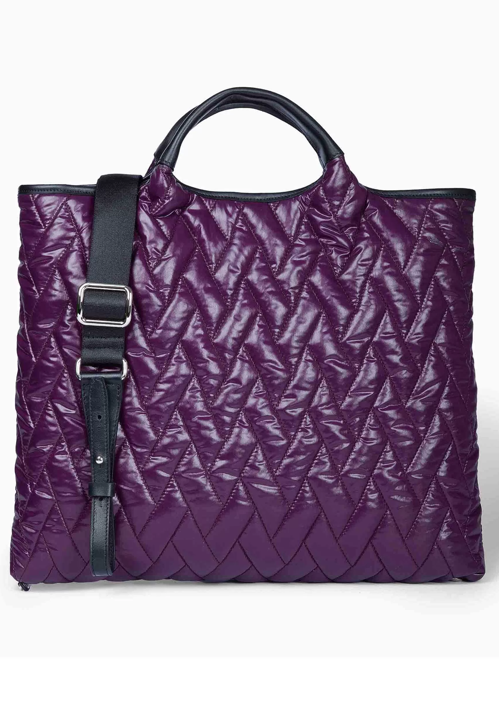 Borsa Shopping Donna In Tessuto Imbottito Viola Con Tracolla In Tessuto E Doppi Manici*Roberta Gandolfi Shop