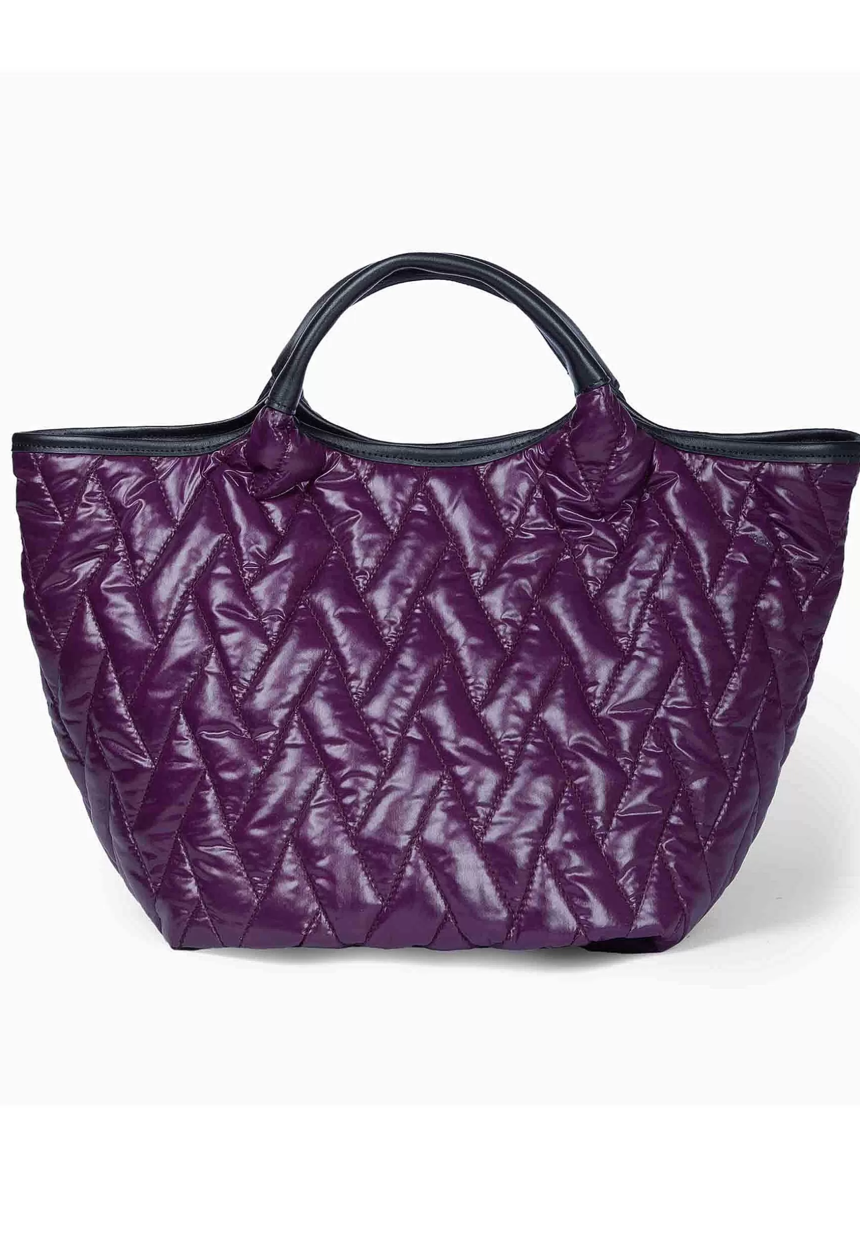 Borsa Shopping Donna In Tessuto Imbottito Viola Con Tracolla In Tessuto E Doppi Manici*Roberta Gandolfi Shop