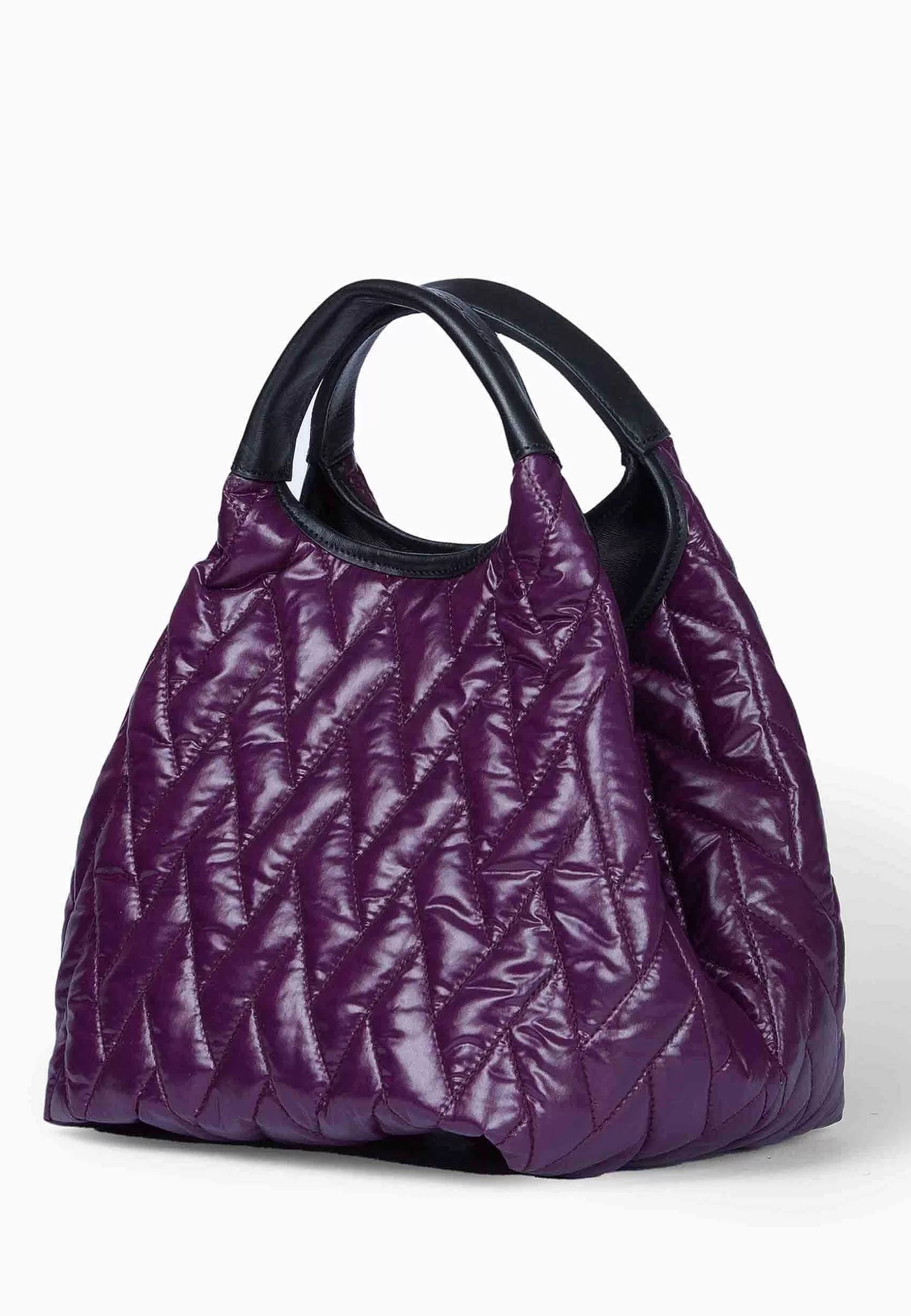 Borsa Shopping Donna In Tessuto Imbottito Viola Con Tracolla In Tessuto E Doppi Manici*Roberta Gandolfi Shop