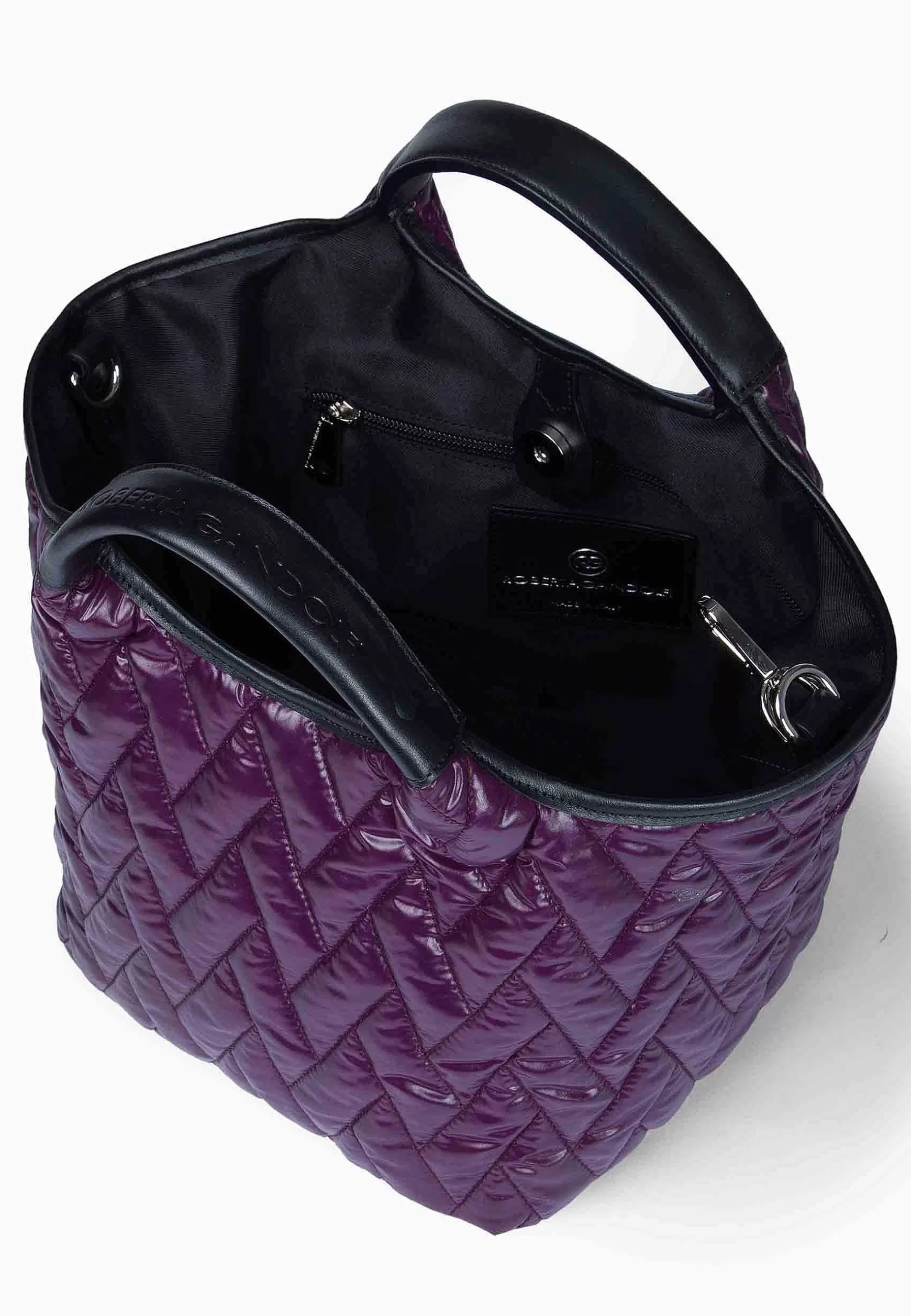 Borsa Shopping Donna In Tessuto Imbottito Viola Con Tracolla In Tessuto E Doppi Manici*Roberta Gandolfi Shop