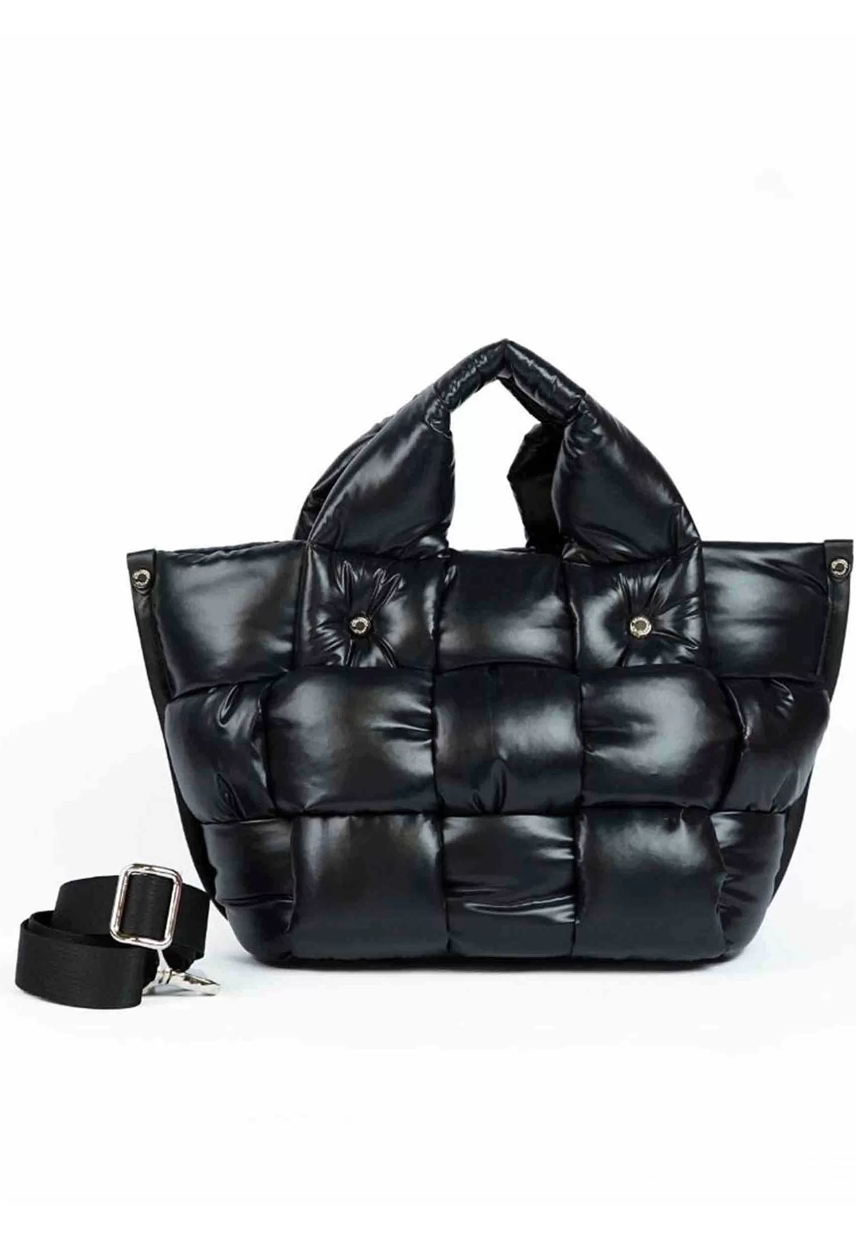 Borsa Shopping Donna In Tessuto Nero Intrecciato Imbottito E Soffice Con Tracolla In Tessuto*Roberta Gandolfi Best Sale