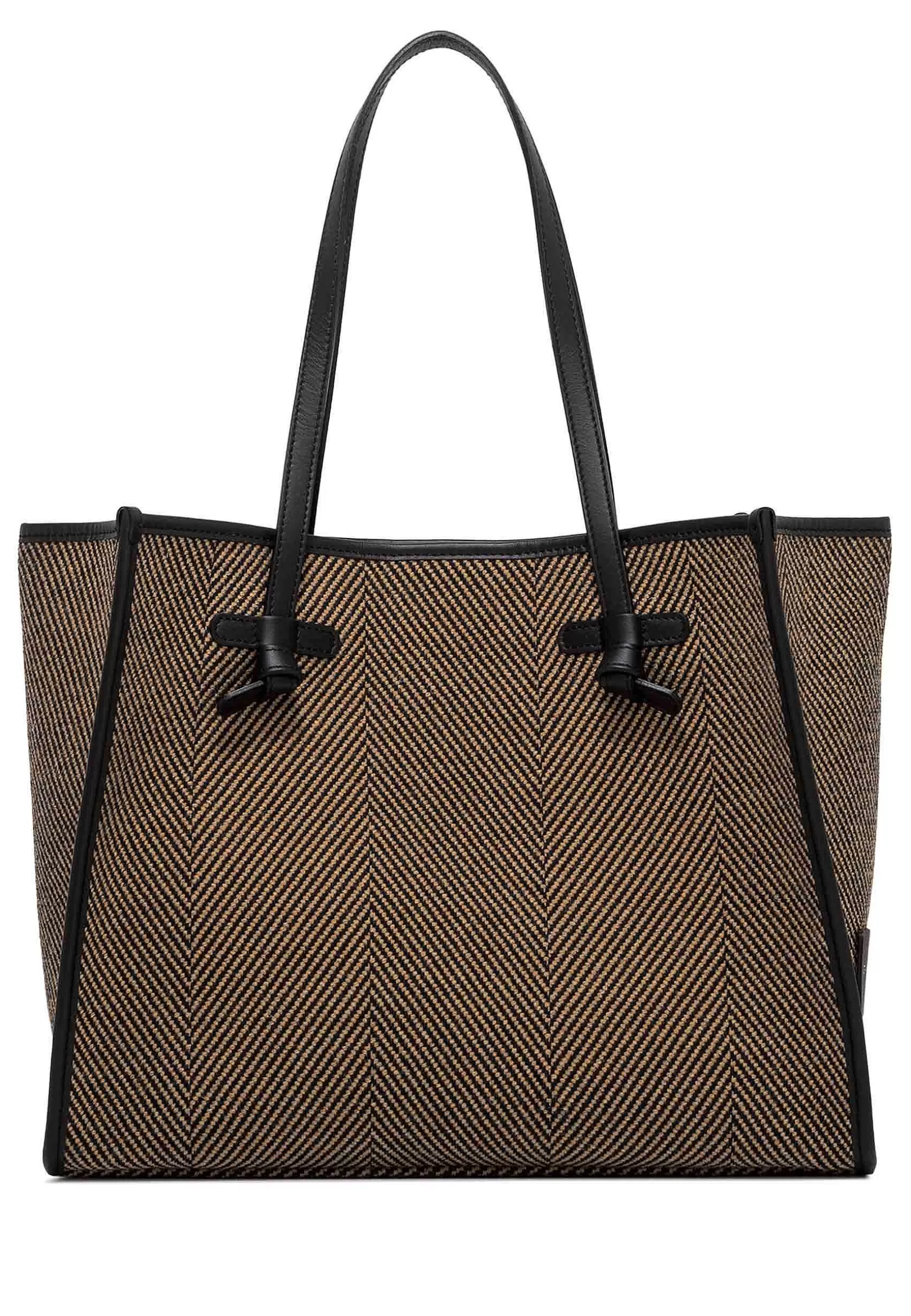 Borsa Shopping Donna In Tessuto Spigato Nero Con Doppi Manici In Pelle*Marcella Club Shop