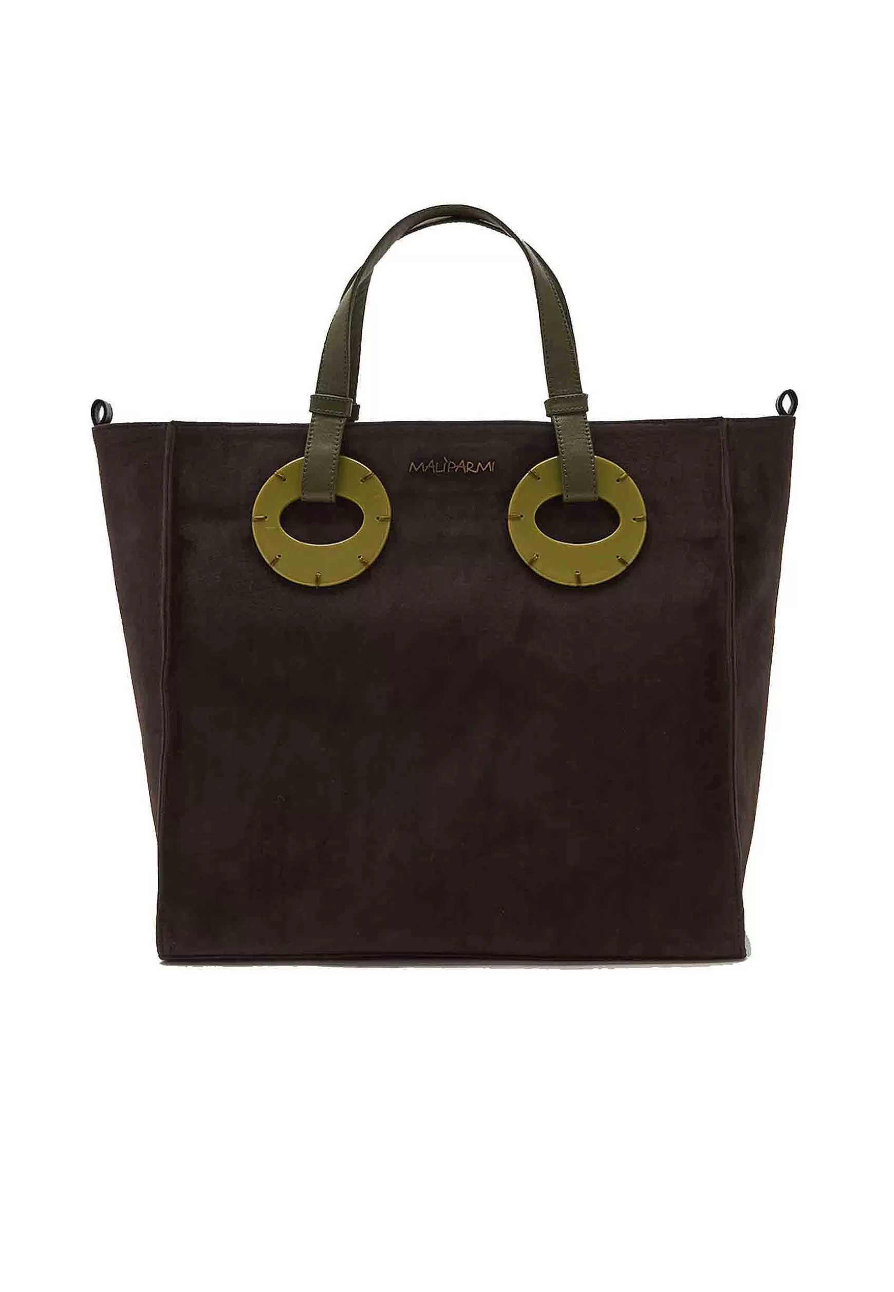 Borsa Shopping Donna Inlay In Camoscio Testa Di Moro Con Riporti In Camoscio Verde*Maliparmi Best