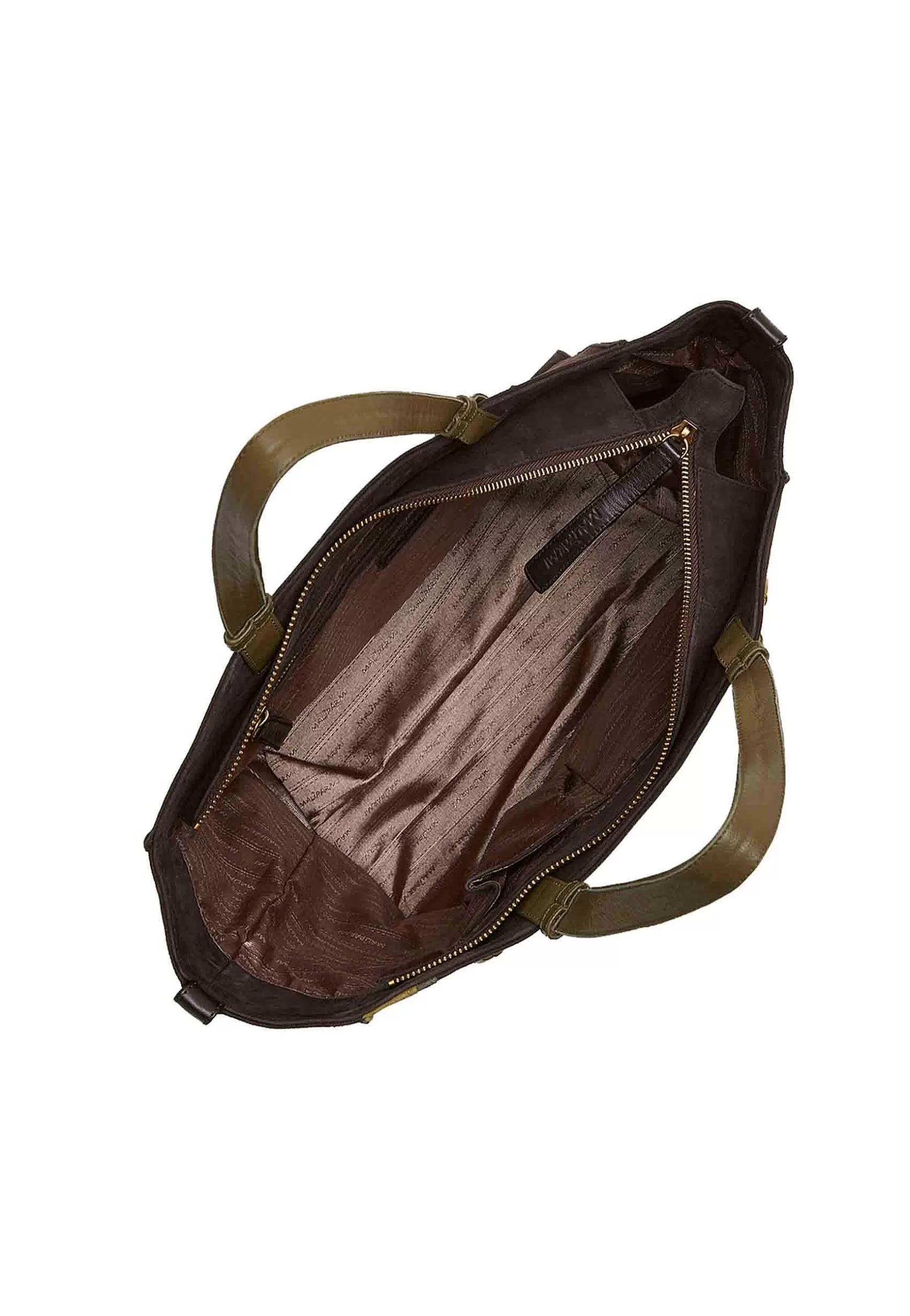 Borsa Shopping Donna Inlay In Camoscio Testa Di Moro Con Riporti In Camoscio Verde*Maliparmi Best