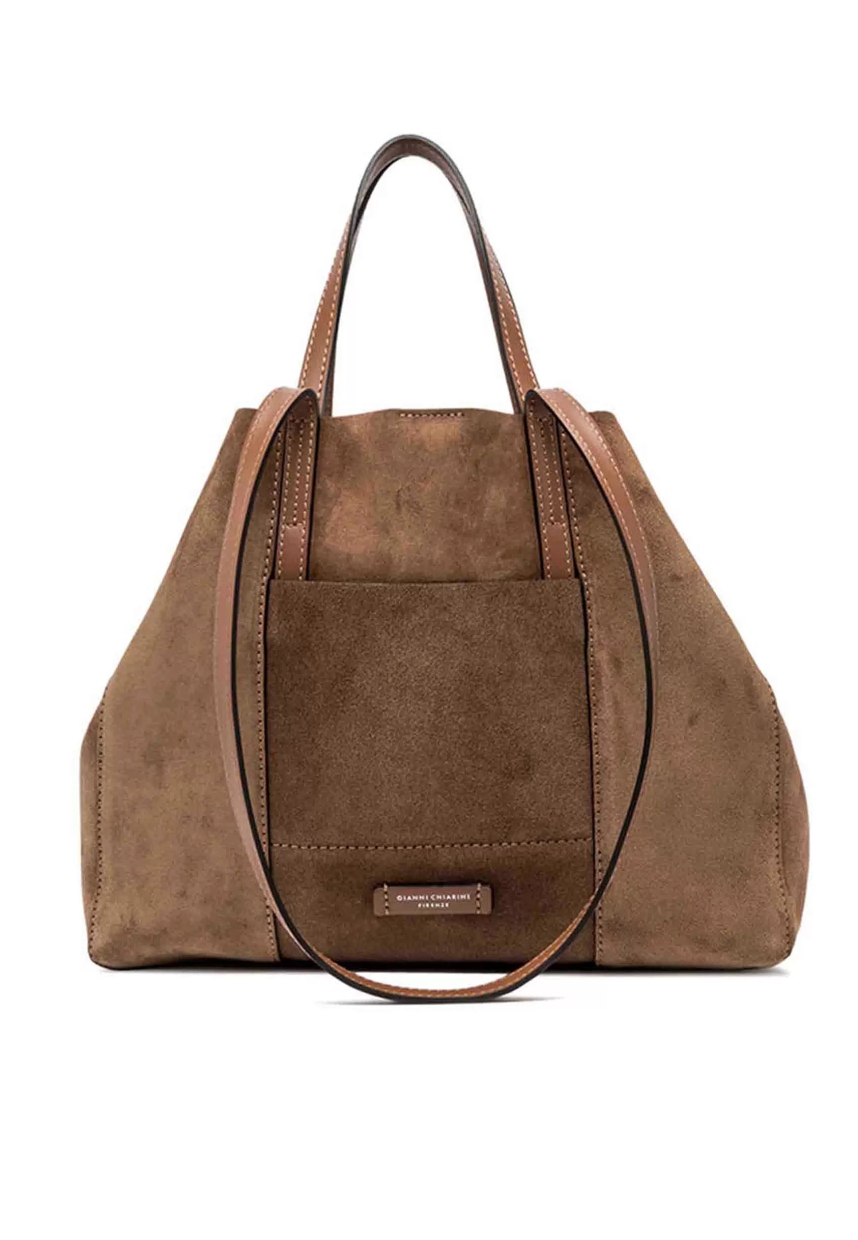 Borsa Shopping Donna Super Light In Camoscio Cognac Con Doppi Manici In Pelle*Gianni Chiarini Flash Sale