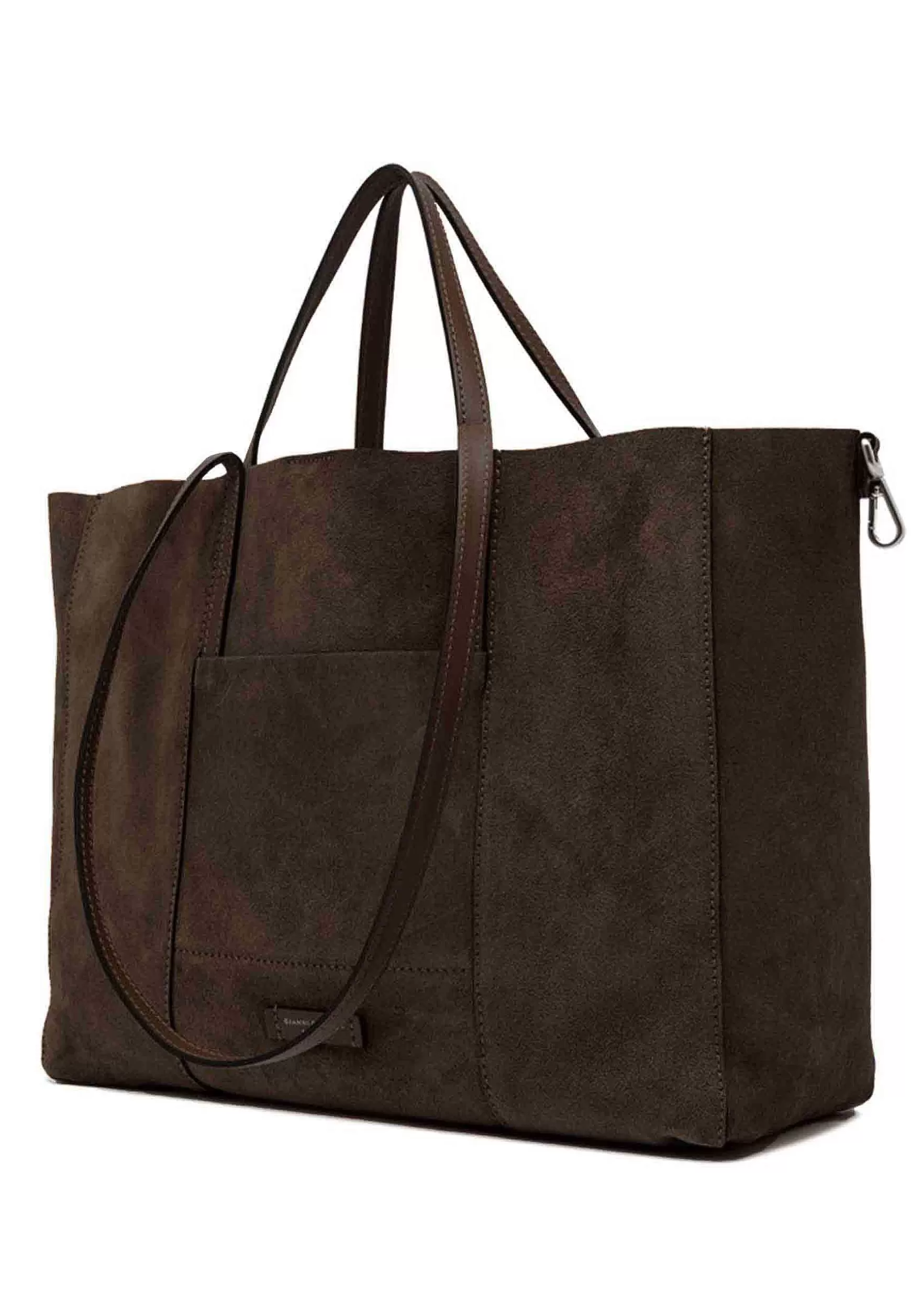 Borsa Shopping Donna Super Light In Camoscio Testa Di Moro Con Doppi Manici In Pelle*Gianni Chiarini Best Sale