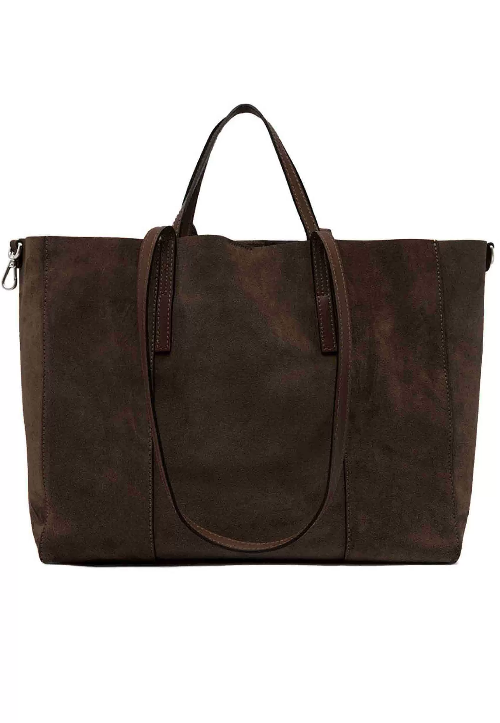 Borsa Shopping Donna Super Light In Camoscio Testa Di Moro Con Doppi Manici In Pelle*Gianni Chiarini Best Sale