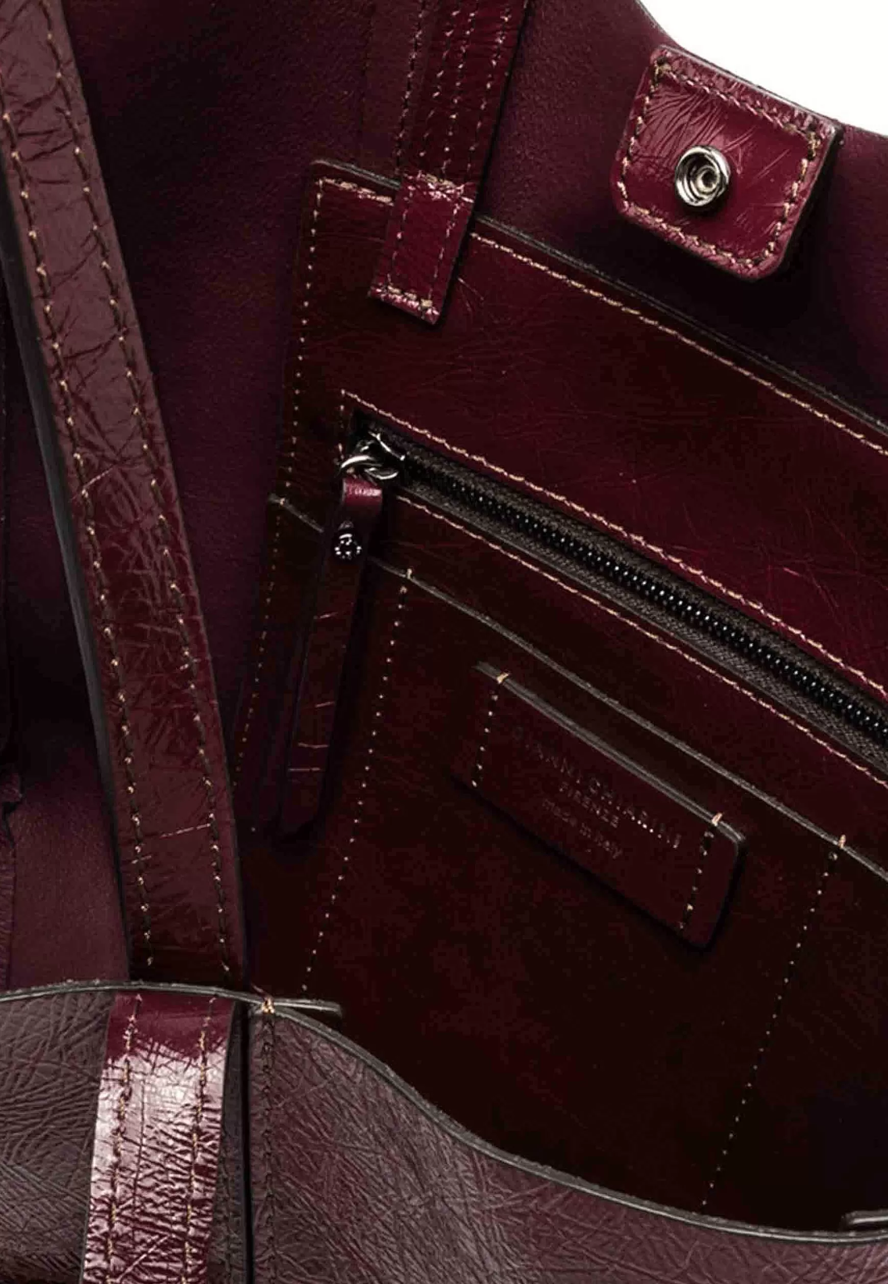 Borsa Shopping Donna Super Light In Naplack Rubino Con Doppi Manici*Gianni Chiarini Best