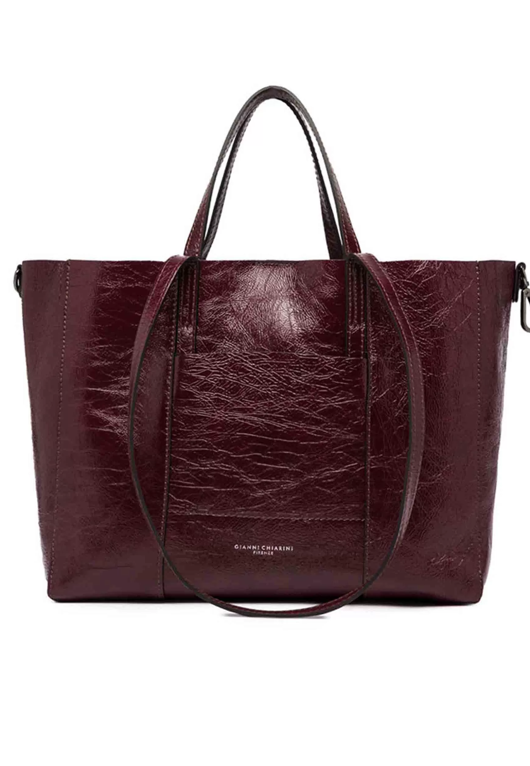 Borsa Shopping Donna Super Light In Naplack Rubino Con Doppi Manici*Gianni Chiarini Best