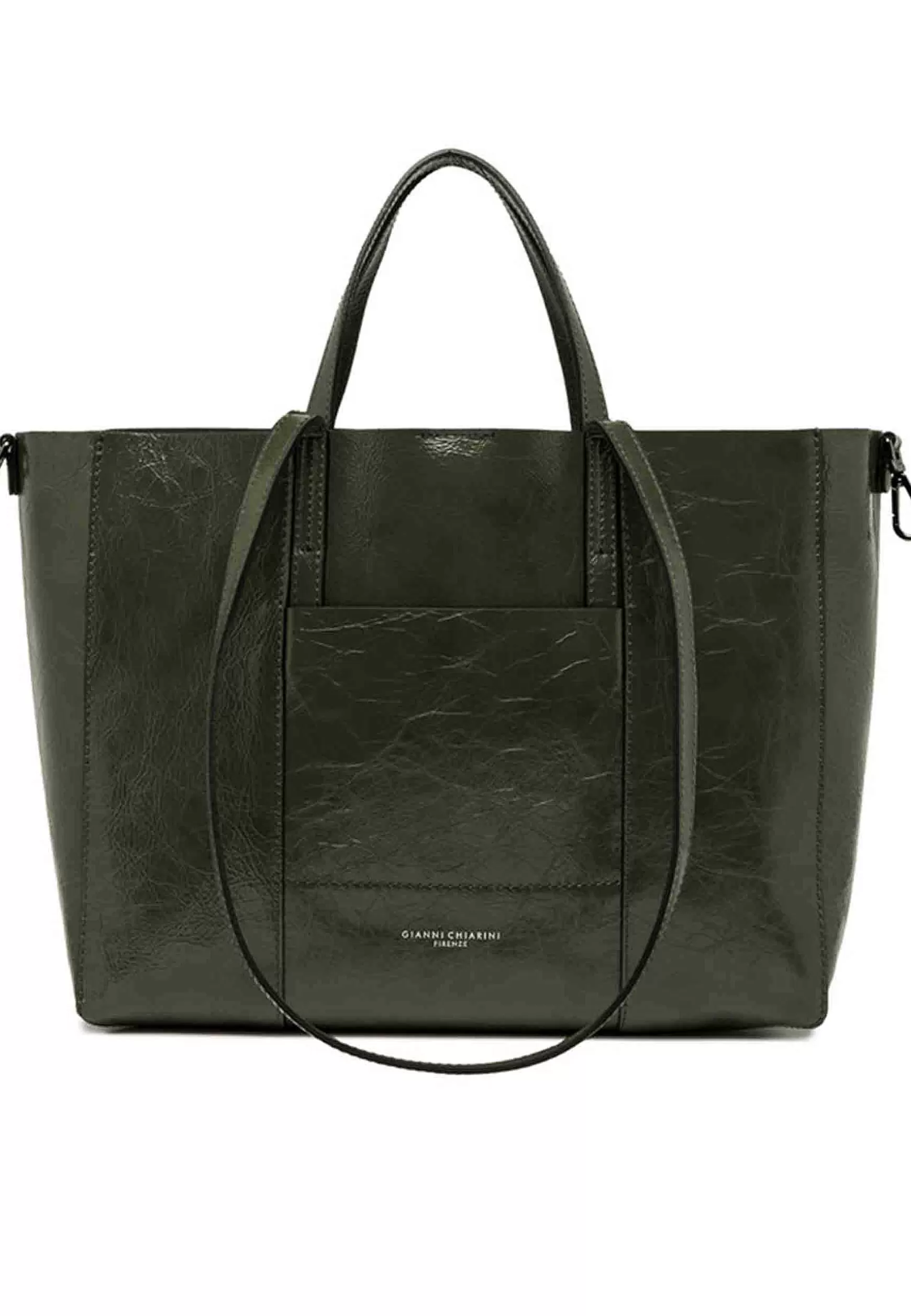 Borsa Shopping Donna Super Light In Naplack Verde Con Doppi Manici*Gianni Chiarini Outlet