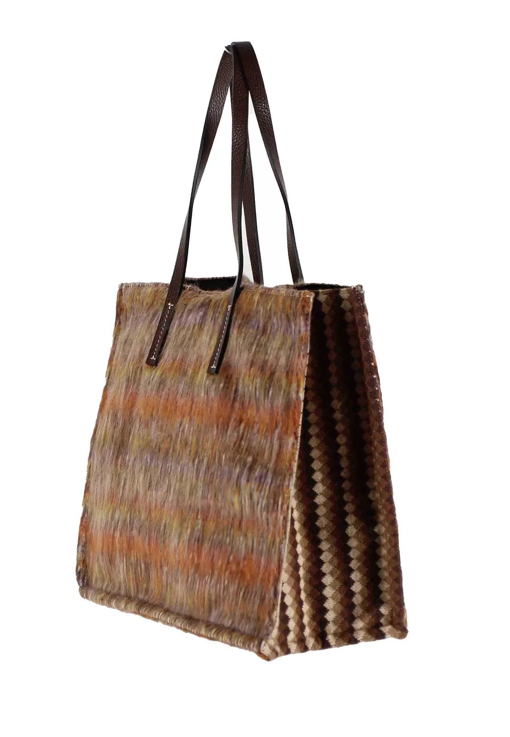 Borse Donna Shopping In Lana Taupe Con Doppi Manici In Pelle*Kassiopea Online