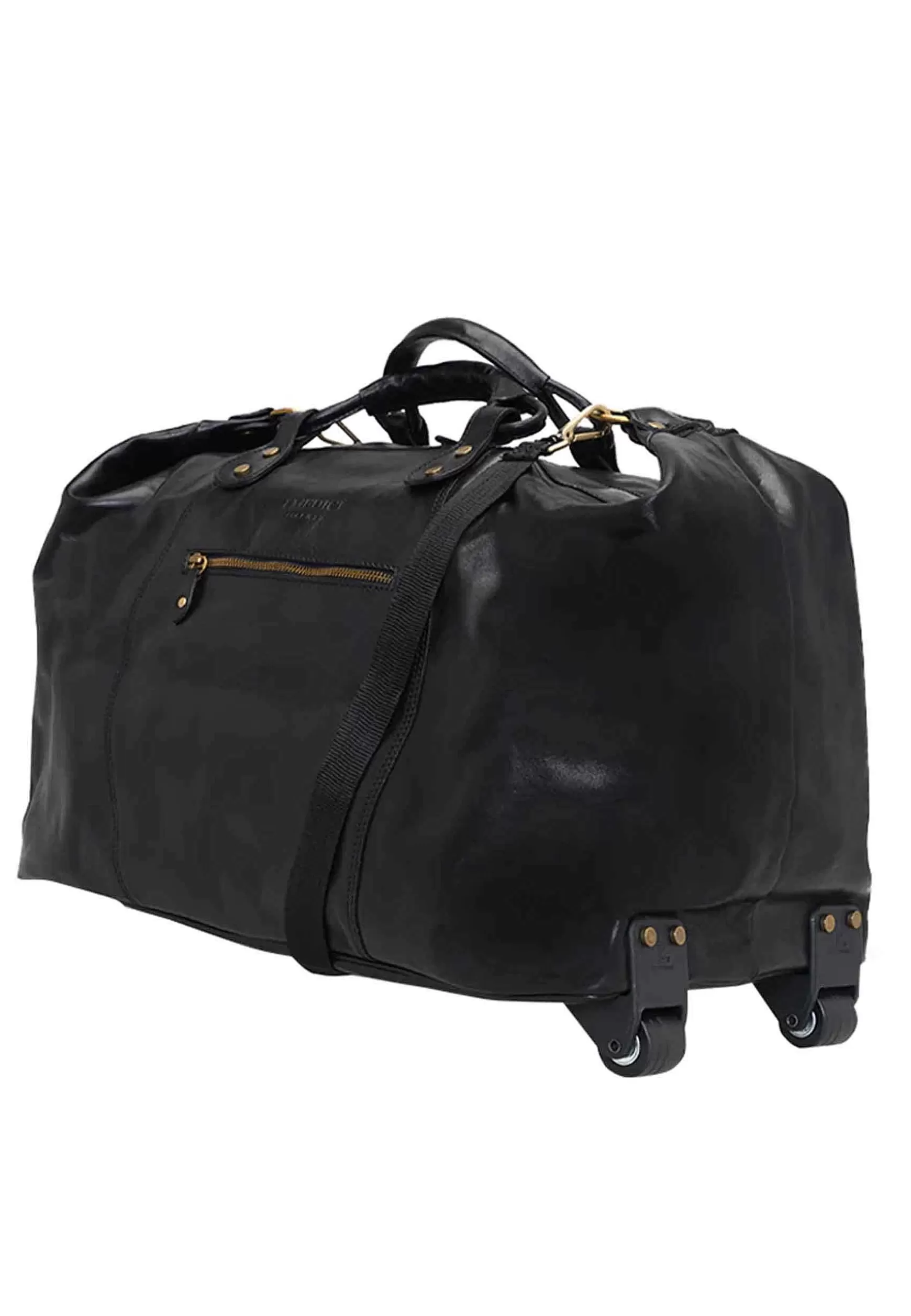 Borsone Trolley Uomo In Pelle Nero Con Tirante In Pelle*I Medici New