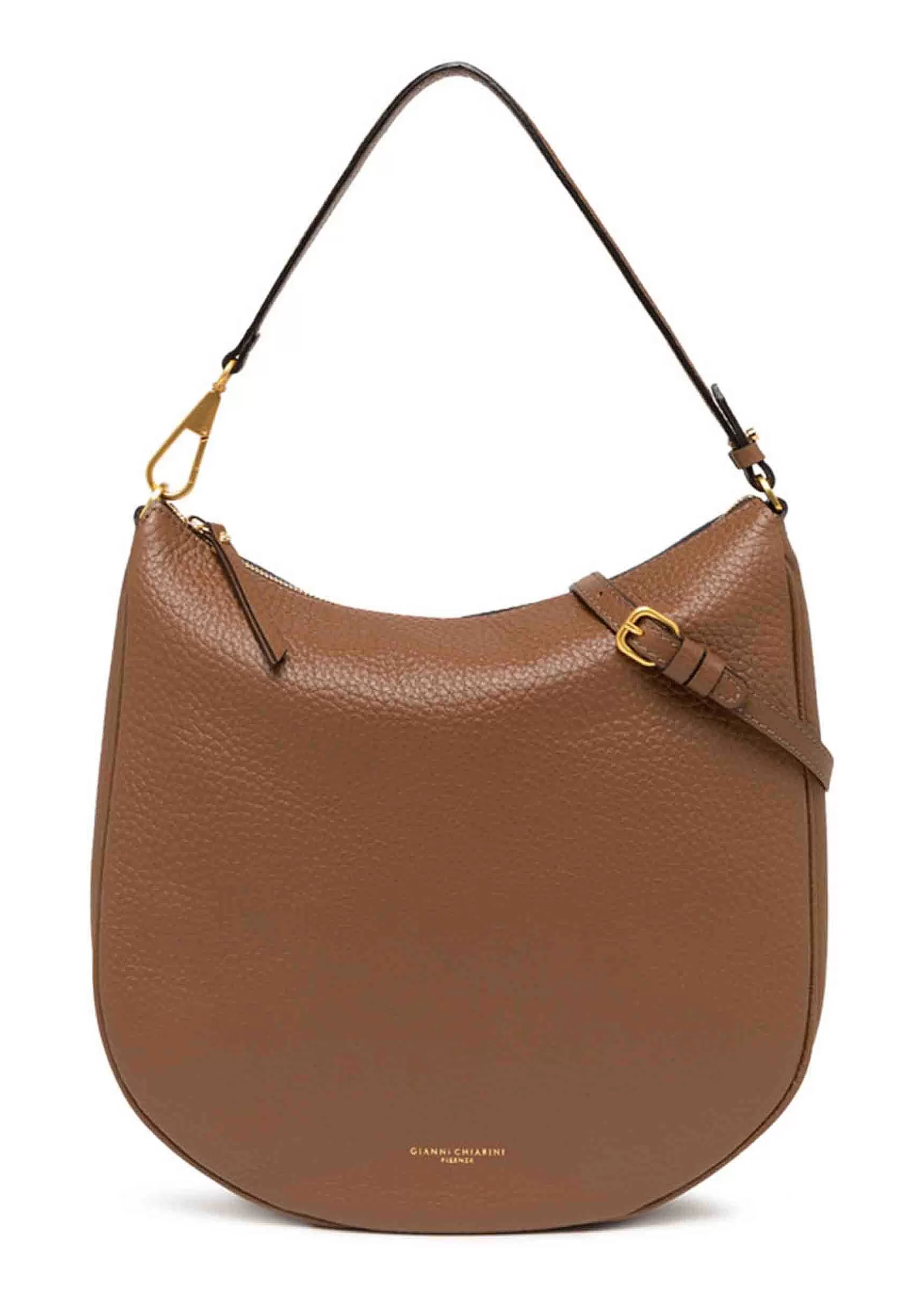 Bosa A Spalla Maxi Brooke In Pelle Cuoio Con Gancio Laterale Oro*Gianni Chiarini New