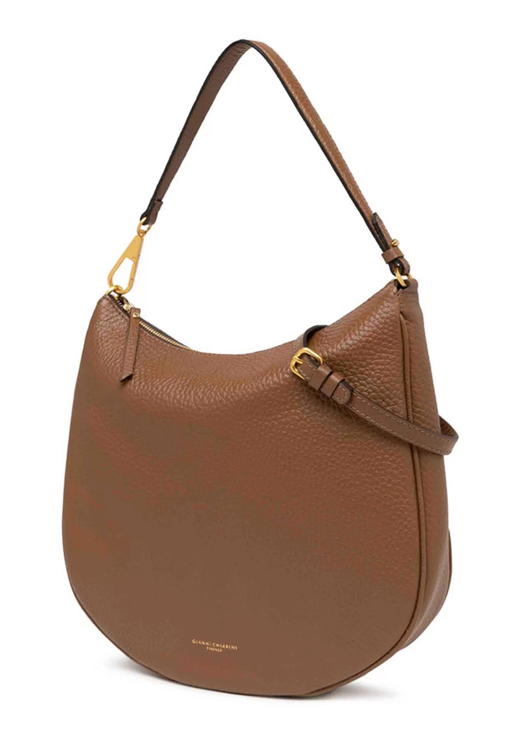Bosa A Spalla Maxi Brooke In Pelle Cuoio Con Gancio Laterale Oro*Gianni Chiarini New