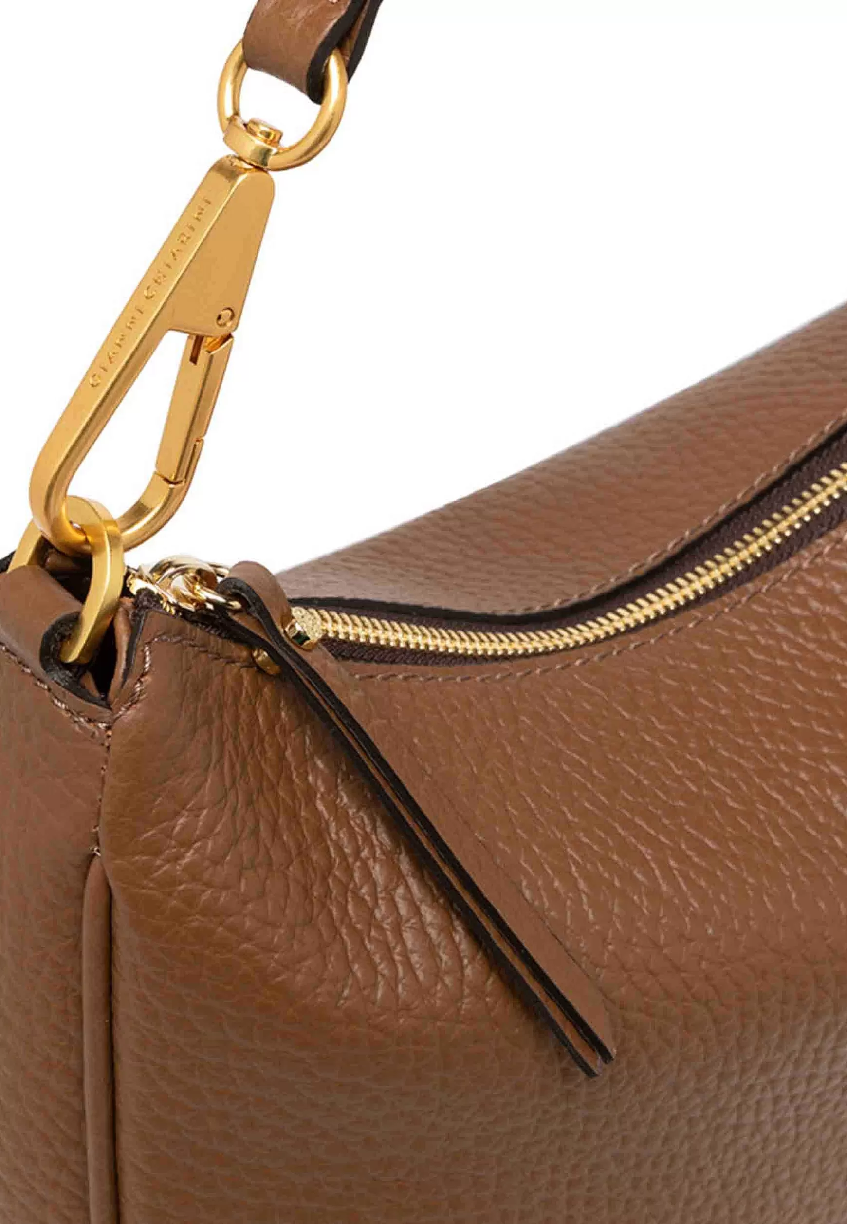 Bosa A Spalla Maxi Brooke In Pelle Cuoio Con Gancio Laterale Oro*Gianni Chiarini New