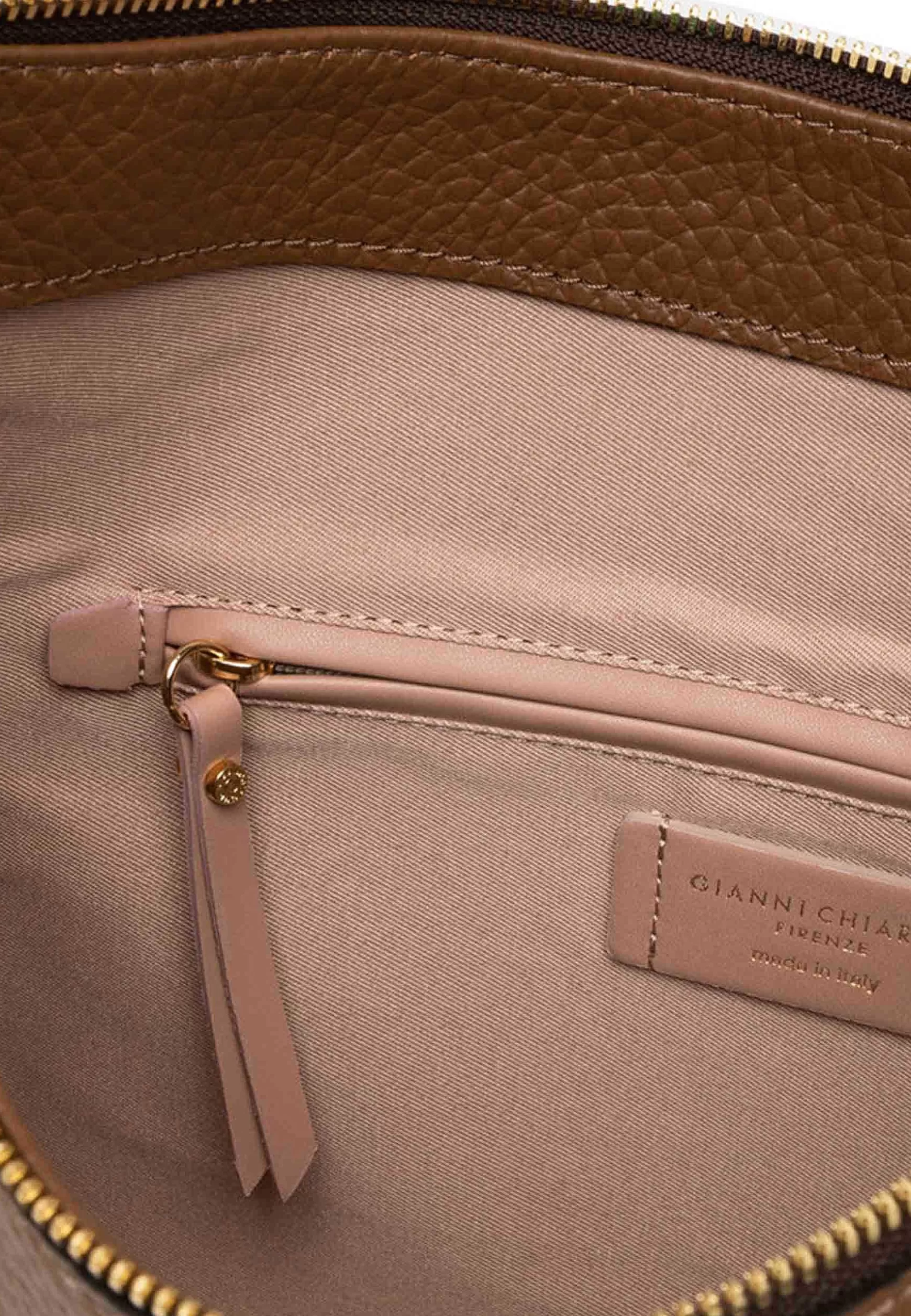 Bosa A Spalla Maxi Brooke In Pelle Cuoio Con Gancio Laterale Oro*Gianni Chiarini New