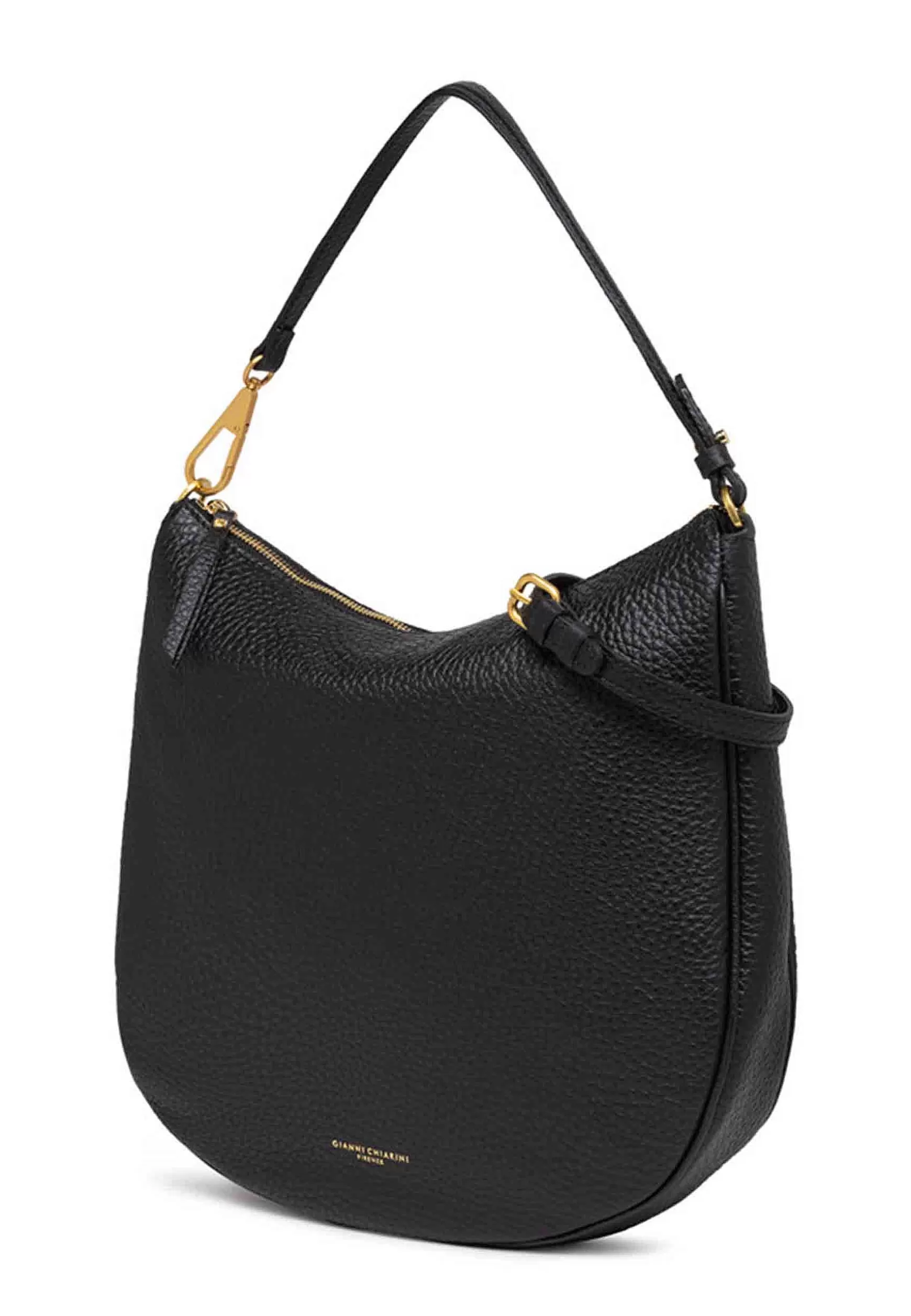 Bosa A Spalla Maxi Brooke In Pelle Nera Con Gancio Laterale Oro*Gianni Chiarini Clearance