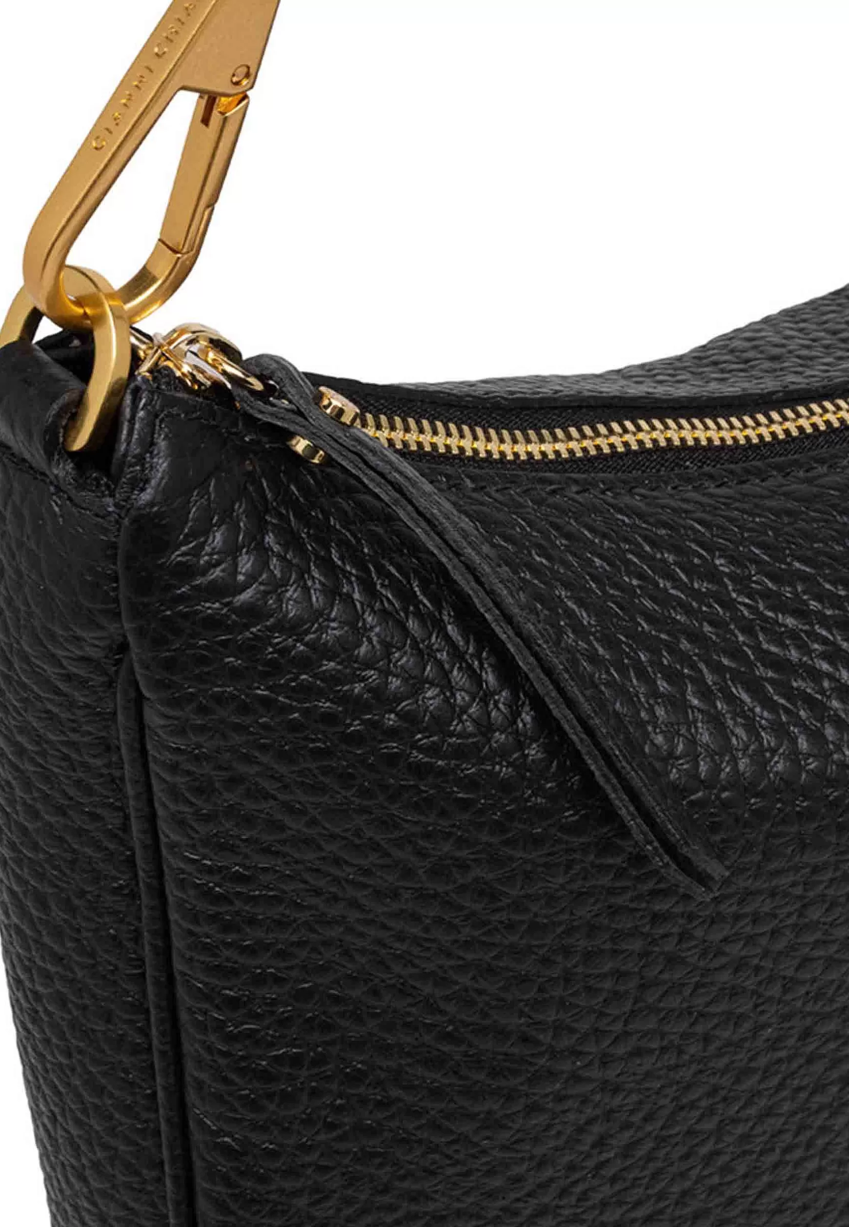Bosa A Spalla Maxi Brooke In Pelle Nera Con Gancio Laterale Oro*Gianni Chiarini Clearance
