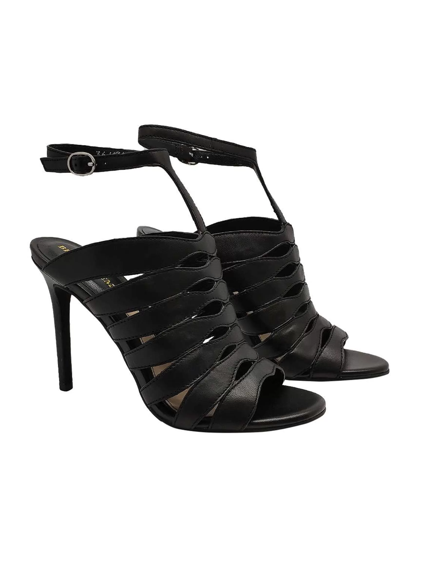 Calazature Donna Sandali In Pelle Nera Con Cinturino Alla Caviglia E Tacco Alto*Bruno Premi Best