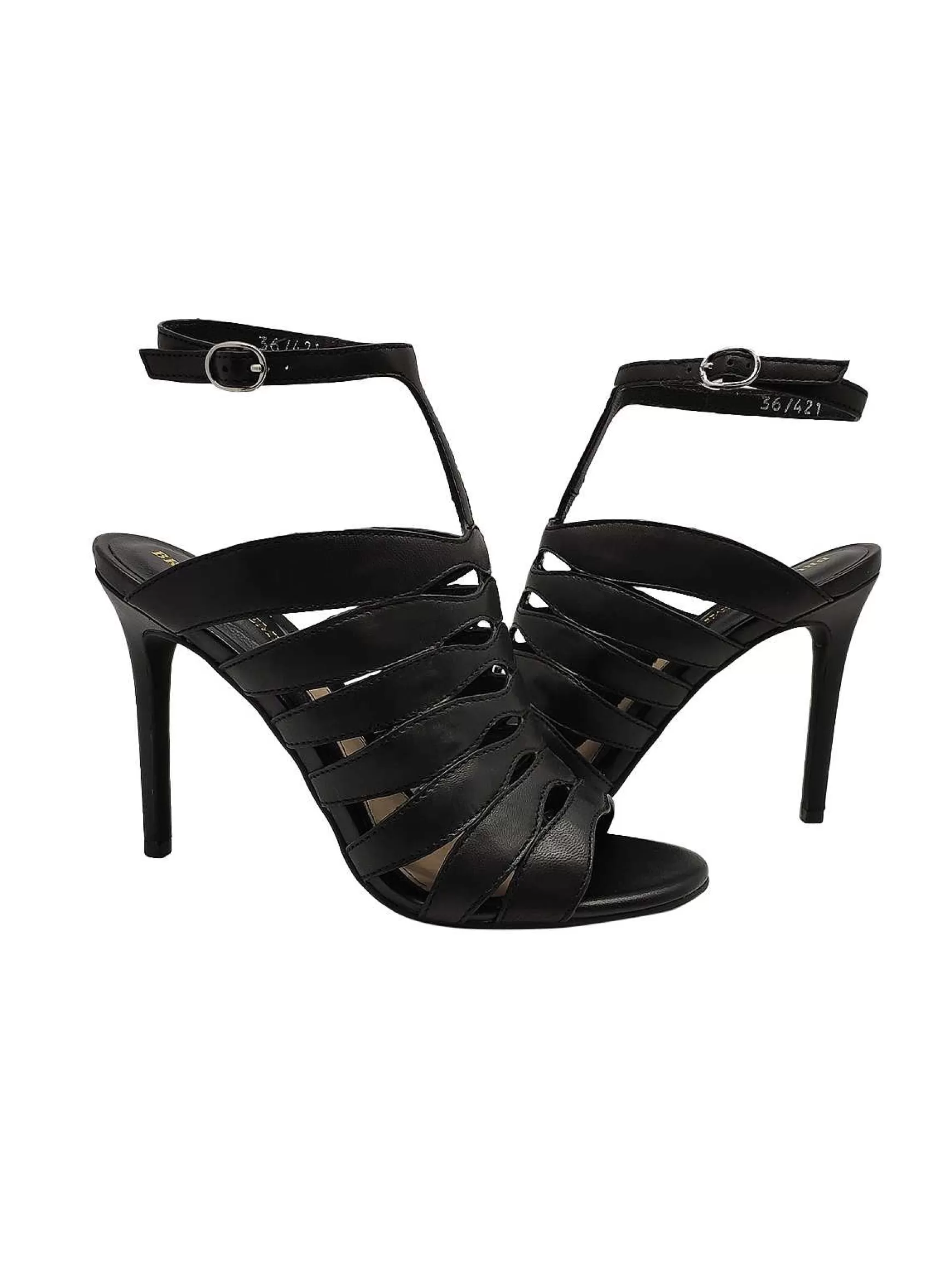 Calazature Donna Sandali In Pelle Nera Con Cinturino Alla Caviglia E Tacco Alto*Bruno Premi Best