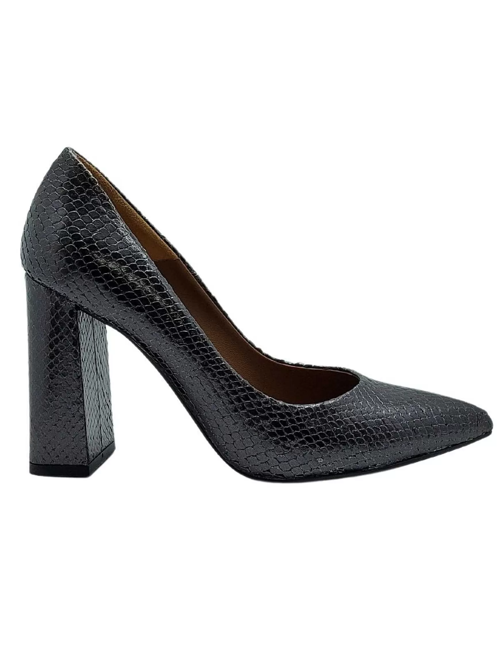 Calzature Donna Decollete In Pelle Laminata Canna Di Fucile Con Tacco Alto** Outlet