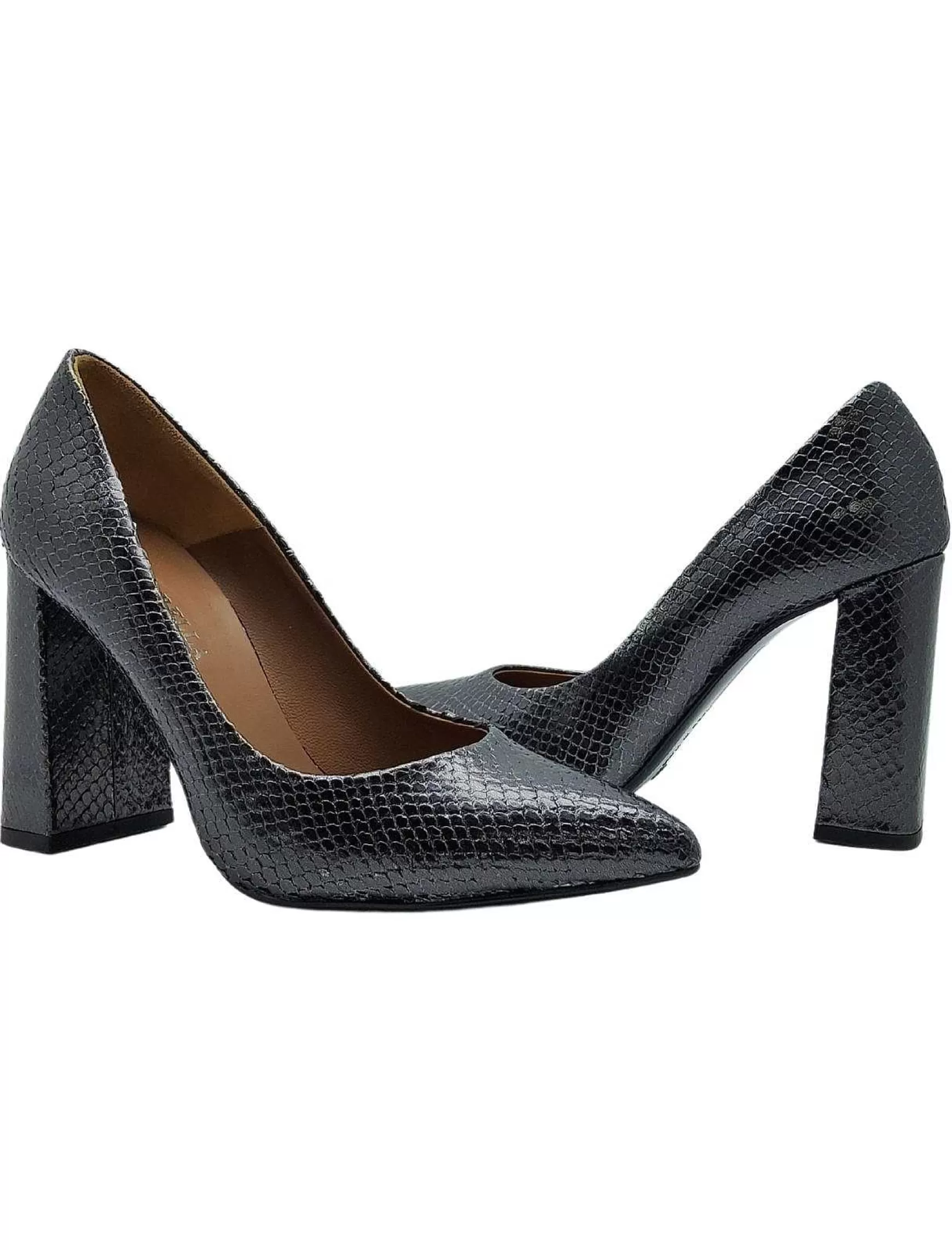 Calzature Donna Decollete In Pelle Laminata Canna Di Fucile Con Tacco Alto** Outlet