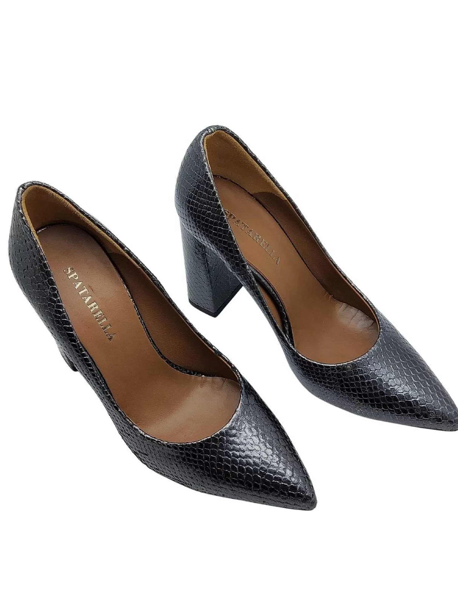Calzature Donna Decollete In Pelle Laminata Canna Di Fucile Con Tacco Alto** Outlet
