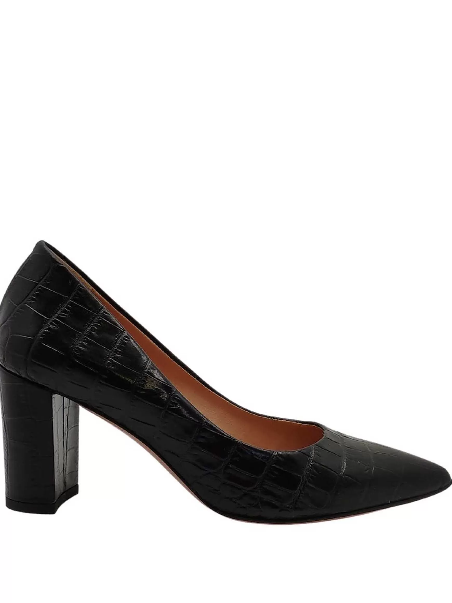 Calzature Donna Decollete In Pelle Stampata Cocco Di Colore Nero Tacco Alto*Fru Shop
