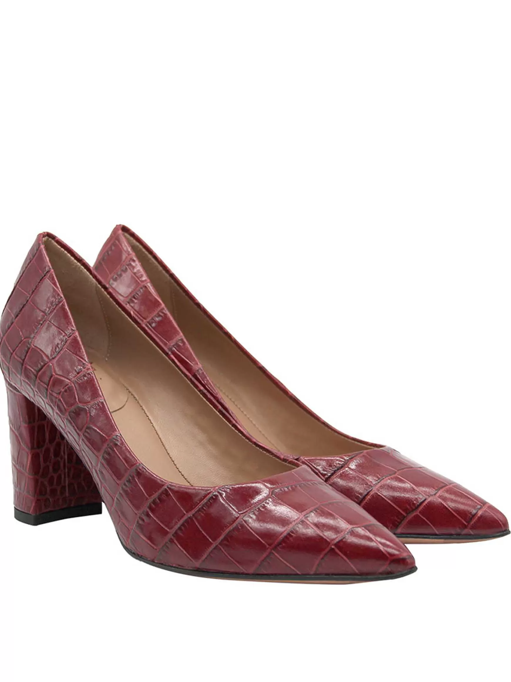 Calzature Donna Decollete In Pelle Stampata Cocco Di Colore Rosso Tacco Alto*Fru Online