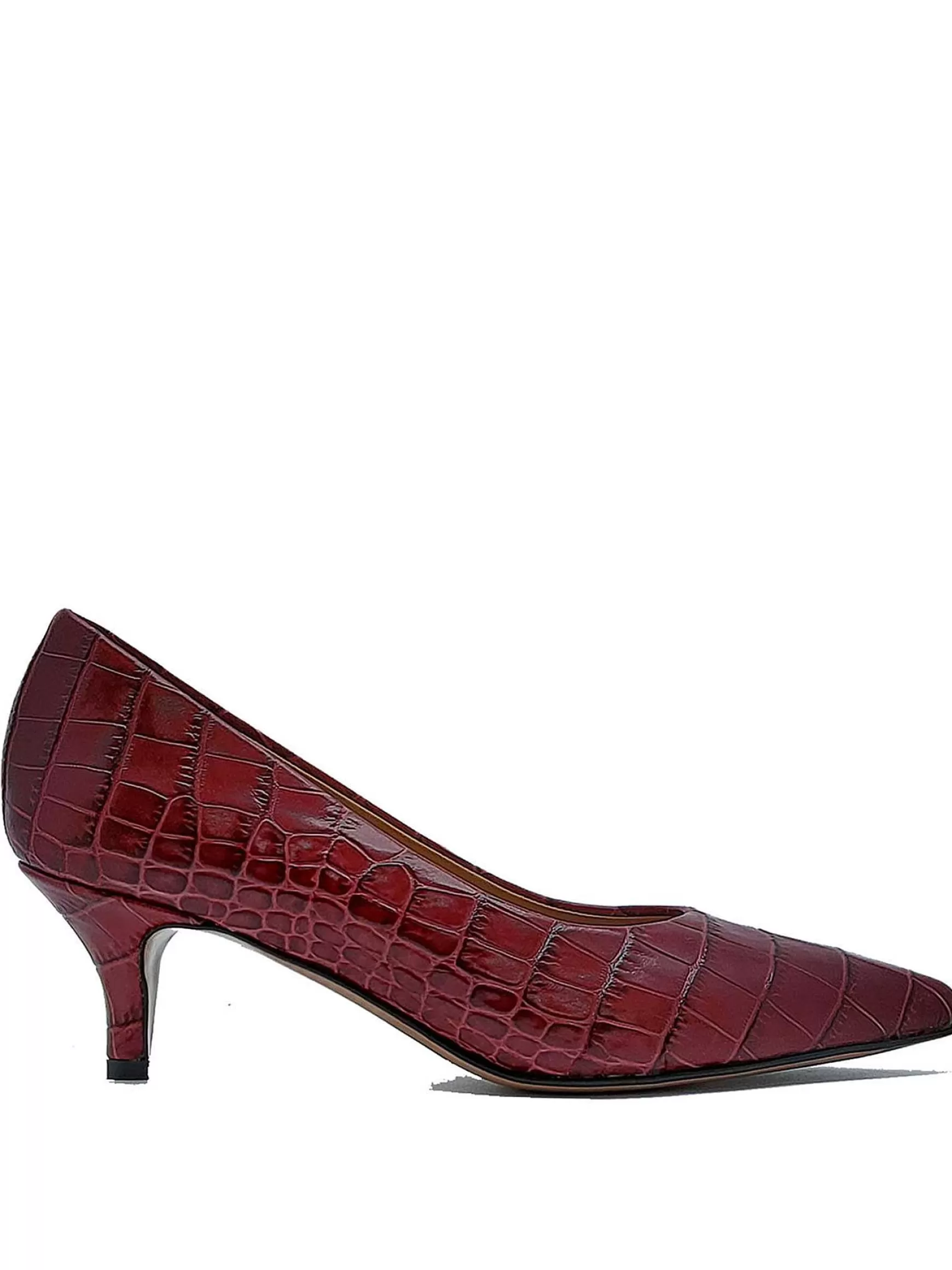 Calzature Donna Decollete In Pelle Stampta Cocco Rosso Con Punta A Punta*Fru Store