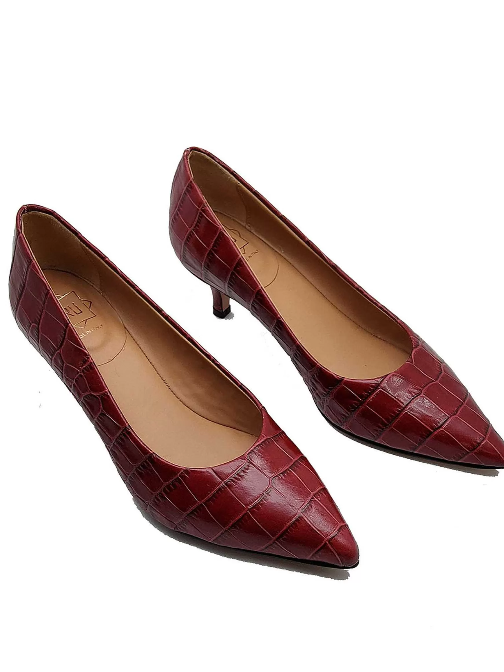 Calzature Donna Decollete In Pelle Stampta Cocco Rosso Con Punta A Punta*Fru Store