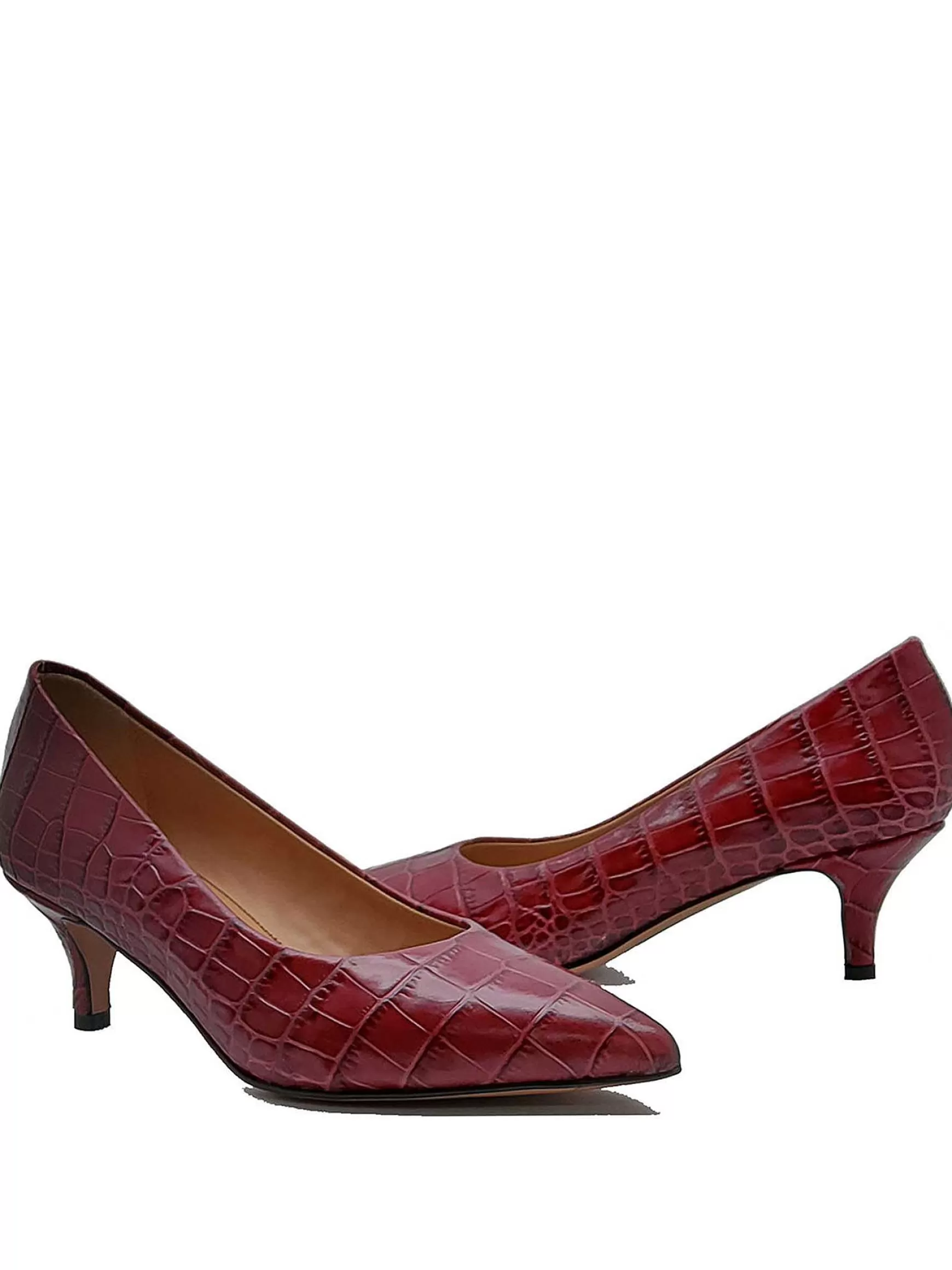 Calzature Donna Decollete In Pelle Stampta Cocco Rosso Con Punta A Punta*Fru Store