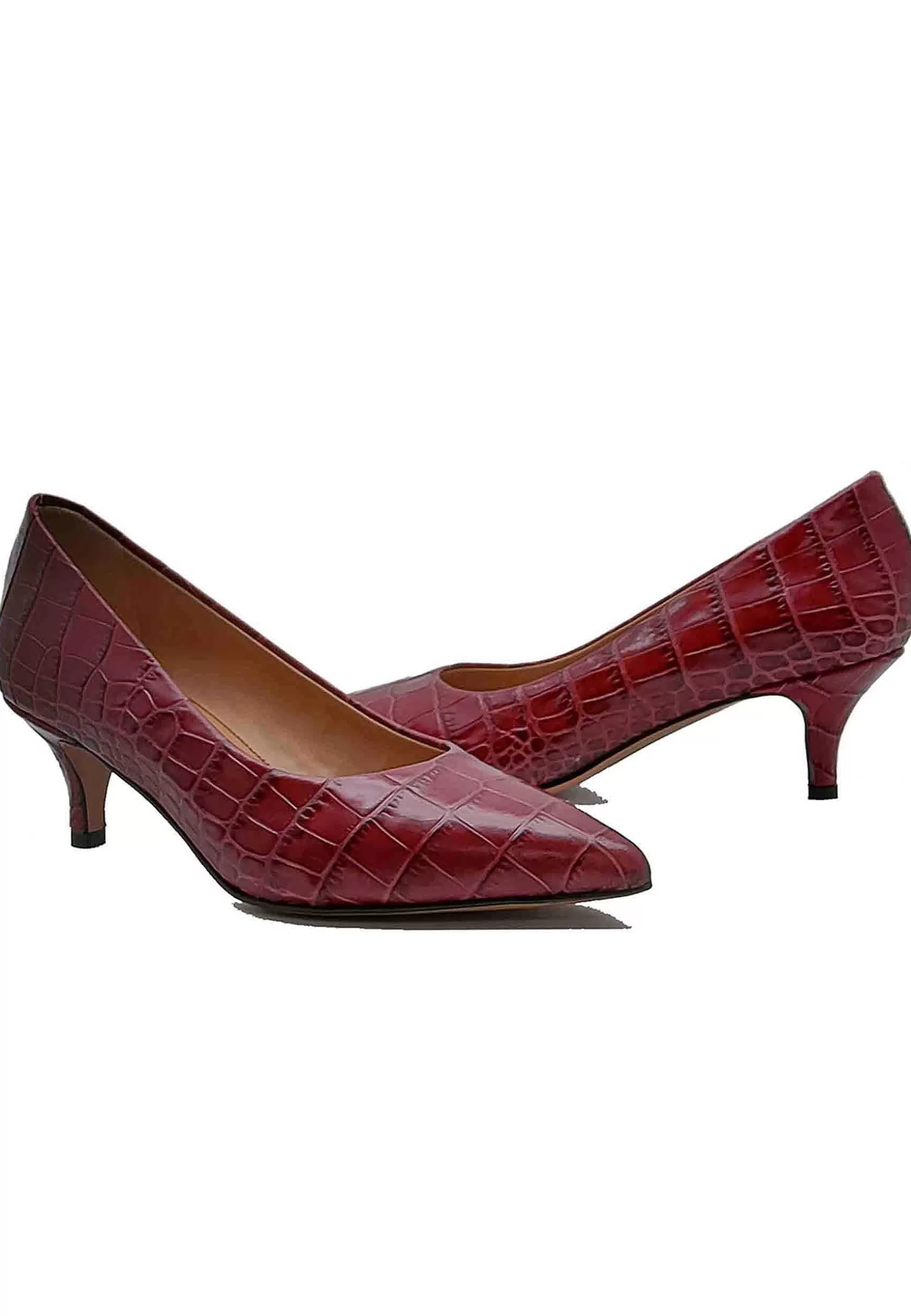 Calzature Donna Decollete In Pelle Stampta Cocco Rosso Con Punta A Punta*Fru Store