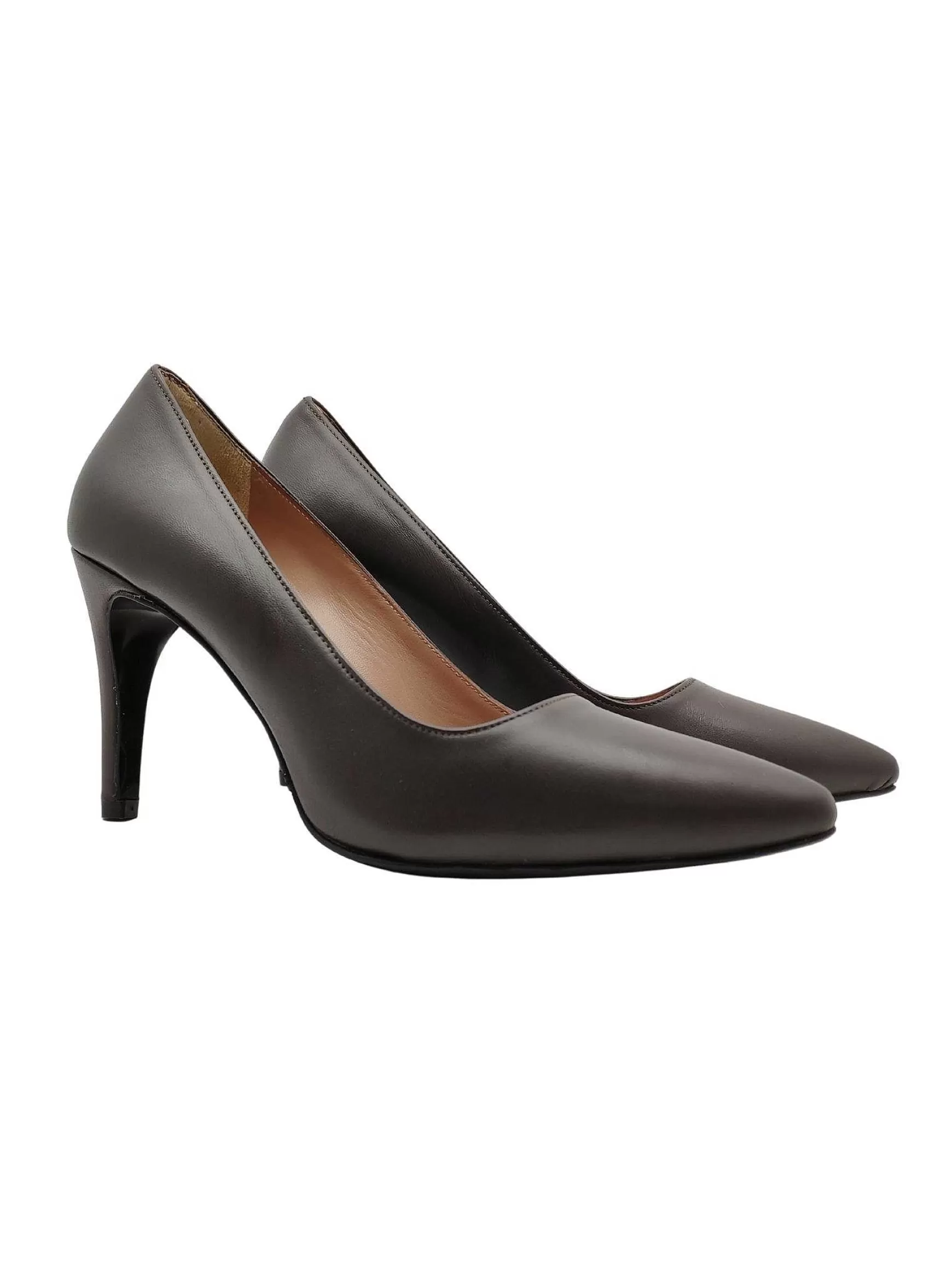 Calzature Donna Decollete In Pelle Tortora Con Tacco Alto** Flash Sale