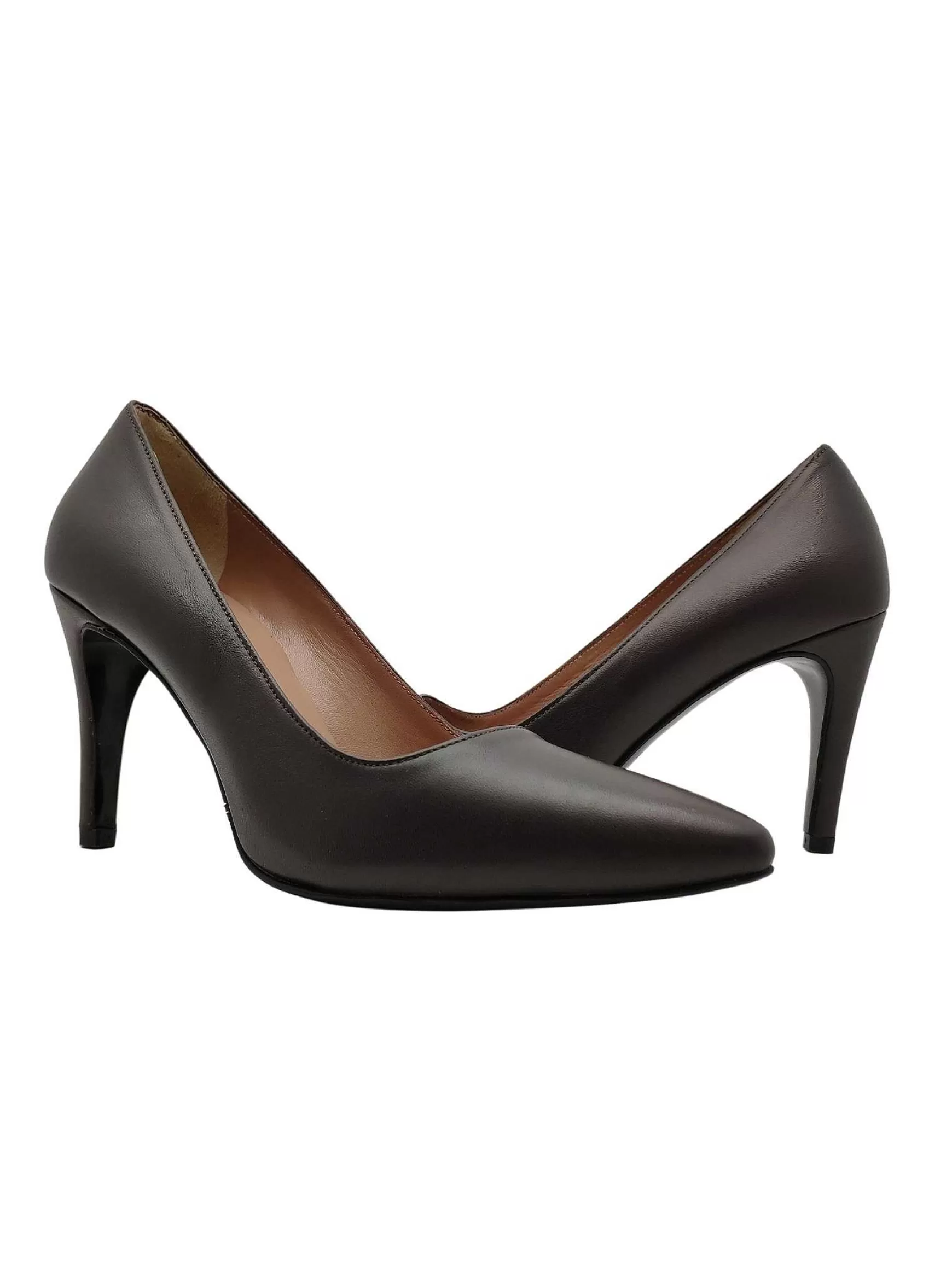 Calzature Donna Decollete In Pelle Tortora Con Tacco Alto** Flash Sale