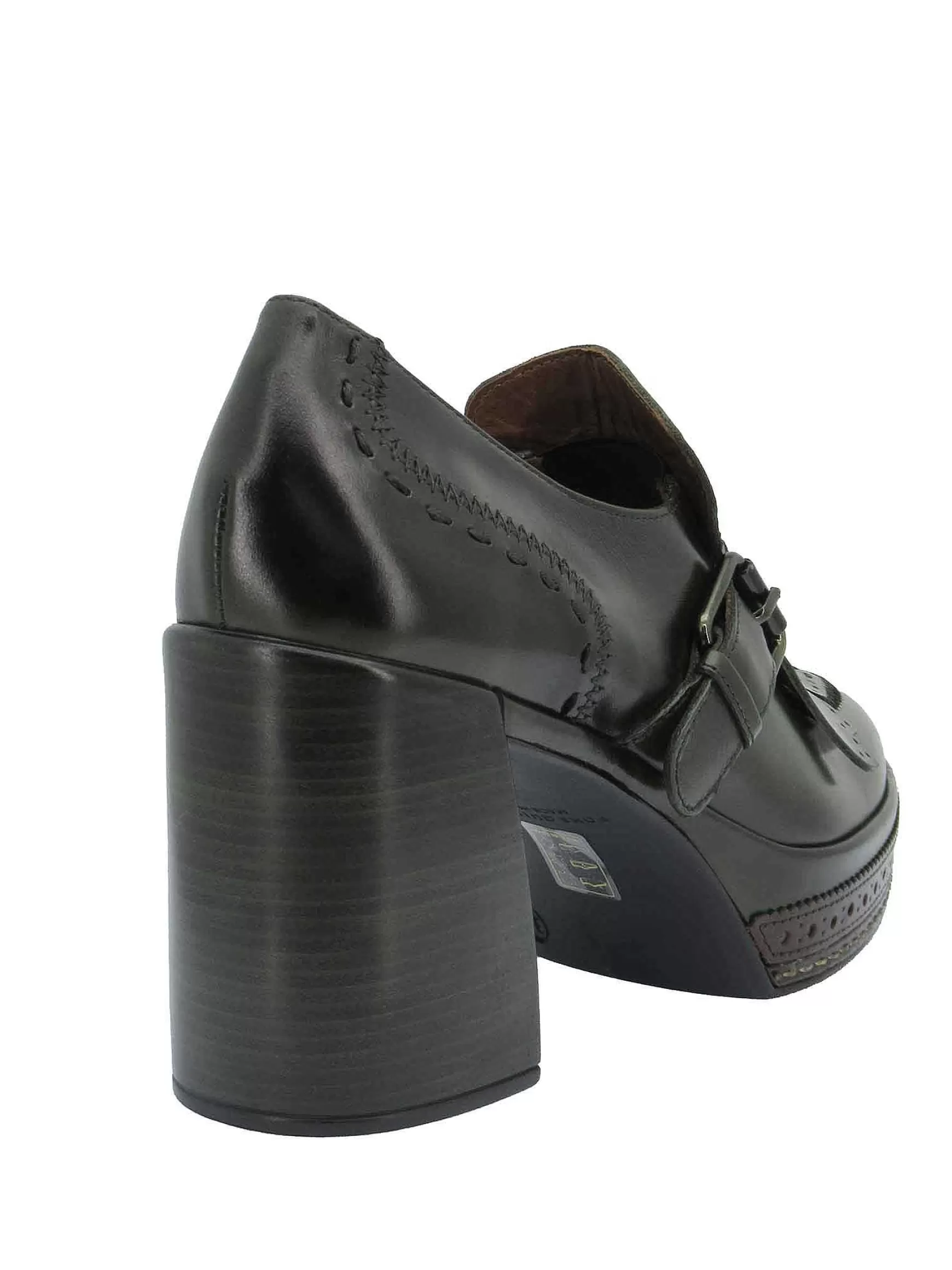 Calzature Donna Mocassini In Pelle Verde Con Frange E Fibbia Tacco Alto E Plateau*Pons Quintana New