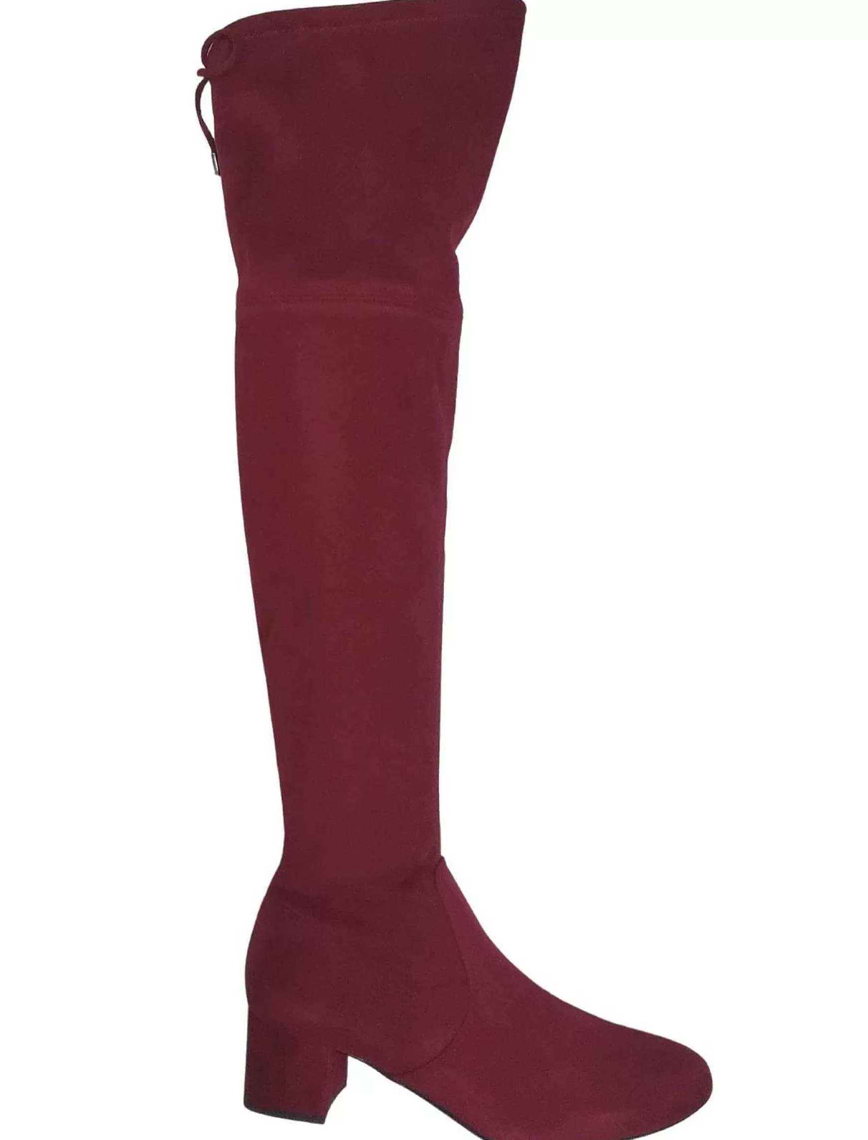Calzature Donna Stivale Sopra Ginocchio Donna In Eco Camoscio Rosso Con Laccetti Posteriori*Unisa Shop