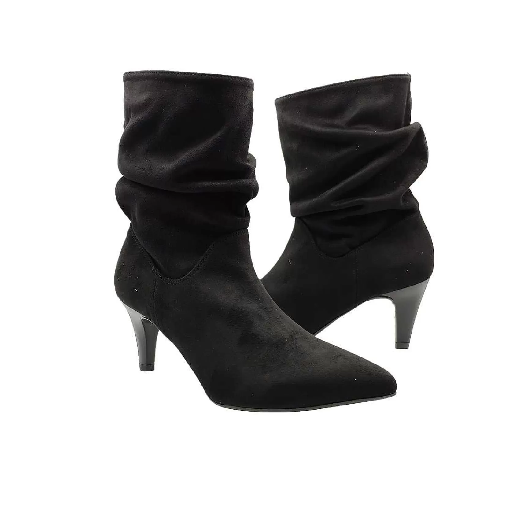 Calzature Donna Stivaletti Arricciati In Camoscio Nero Con Tacci Alto*Unisa Online