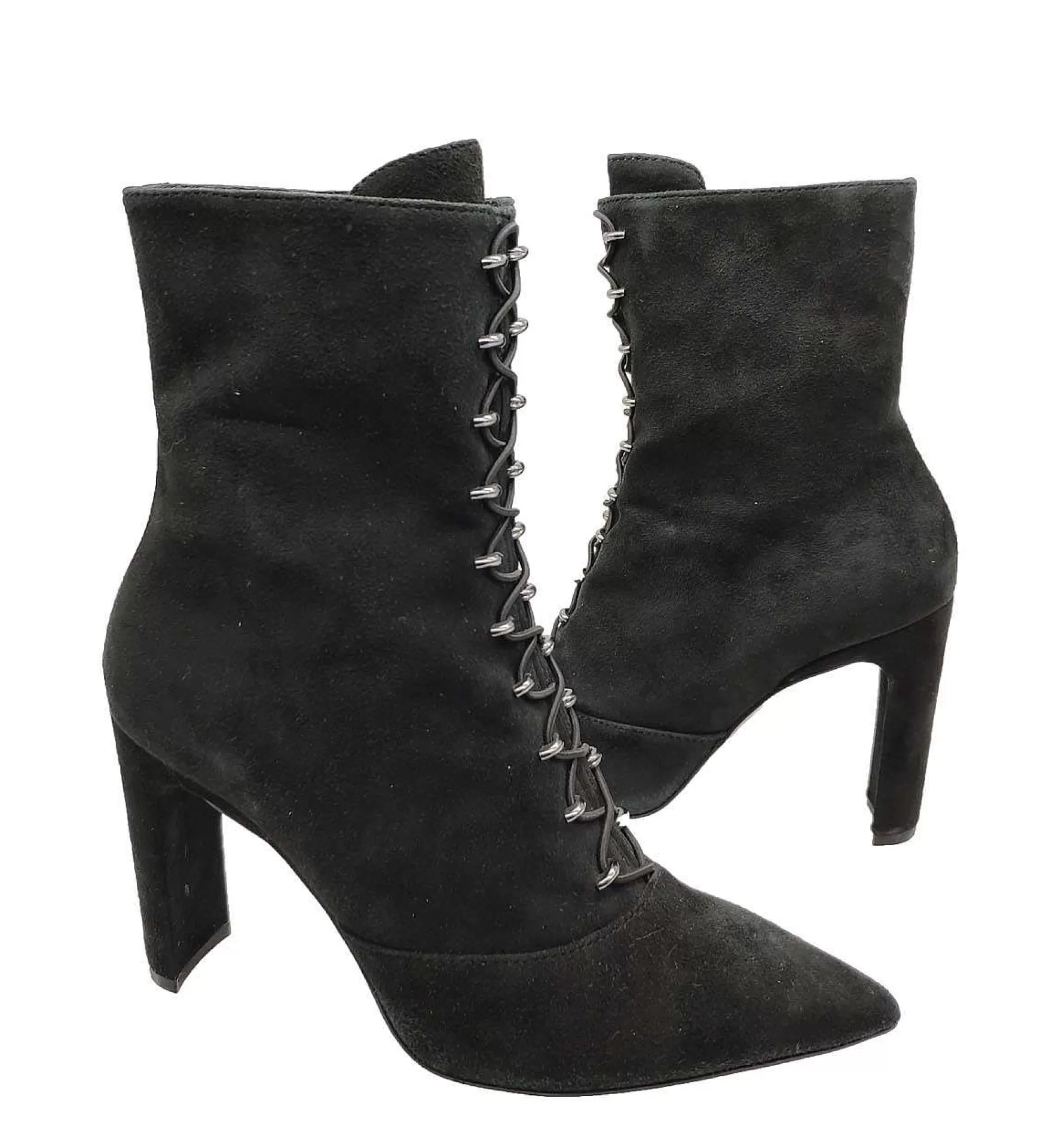 Calzature Donna Stivaletti In Pelle Scamosciata Nera Con Dettagli In Oro E Tacco Alto*Bruno Premi Fashion