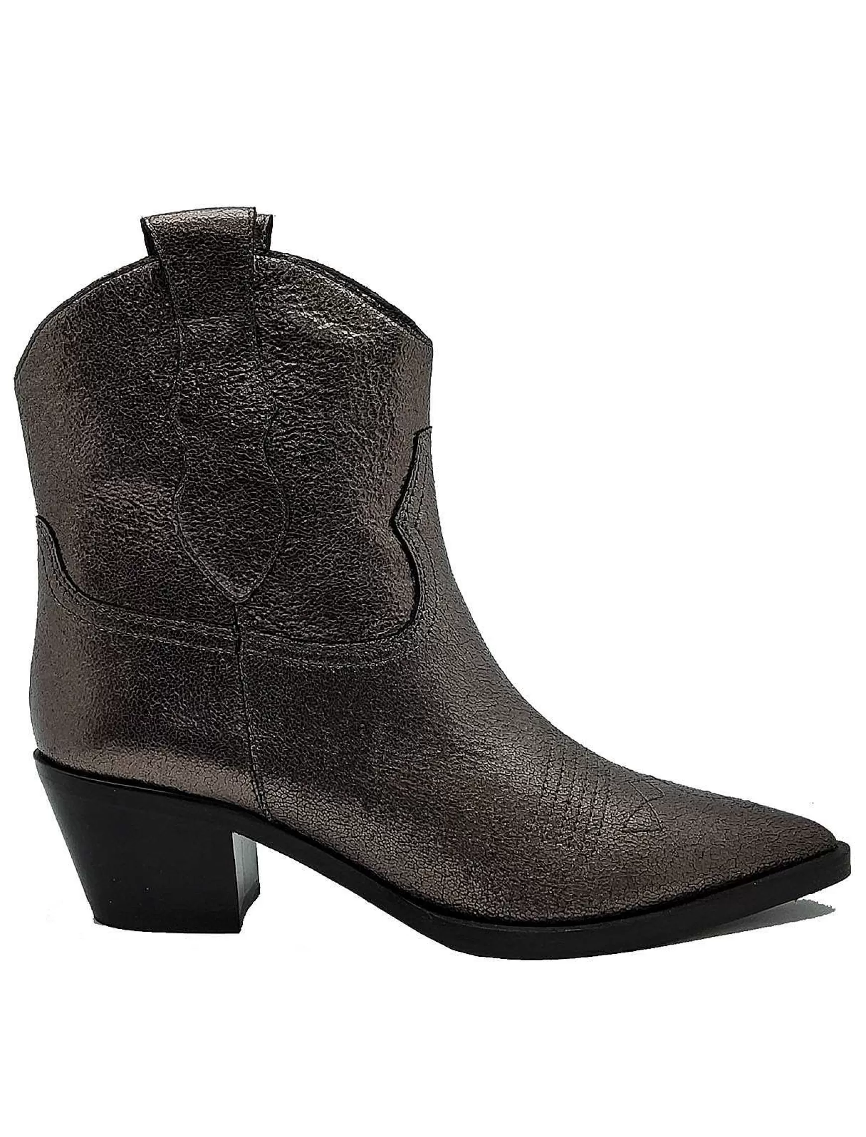 Calzature Donna Stivaletti Texani In Pelle Laminata Canna Di Fucile E Tacco Messicano*Bruno Premi Shop