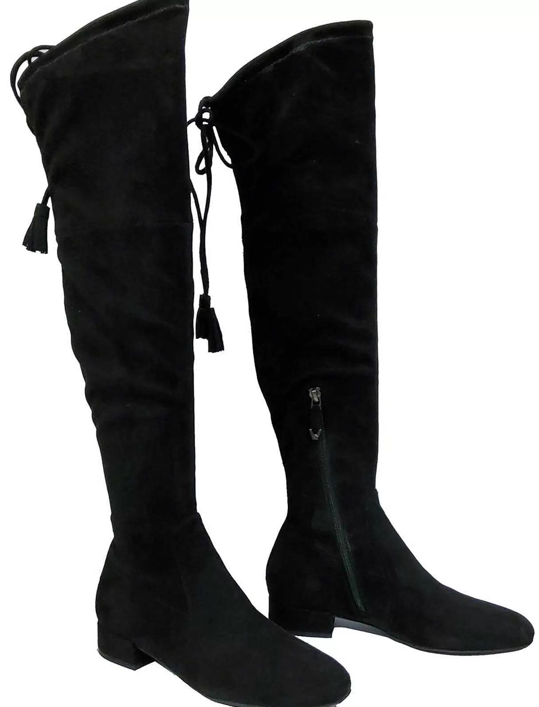 Calzature Donna Stivali Donna In Camoscio Nero Alto Sulla Gamba Con Lacci Posteriori*Bruno Premi Online