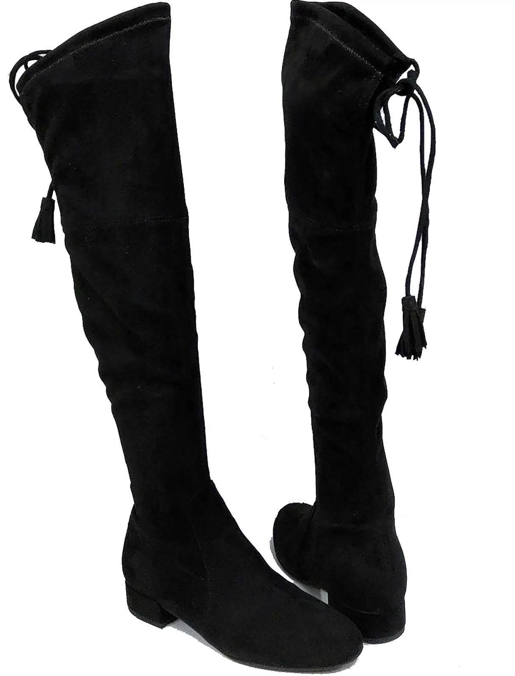 Calzature Donna Stivali Donna In Camoscio Nero Alto Sulla Gamba Con Lacci Posteriori*Bruno Premi Online